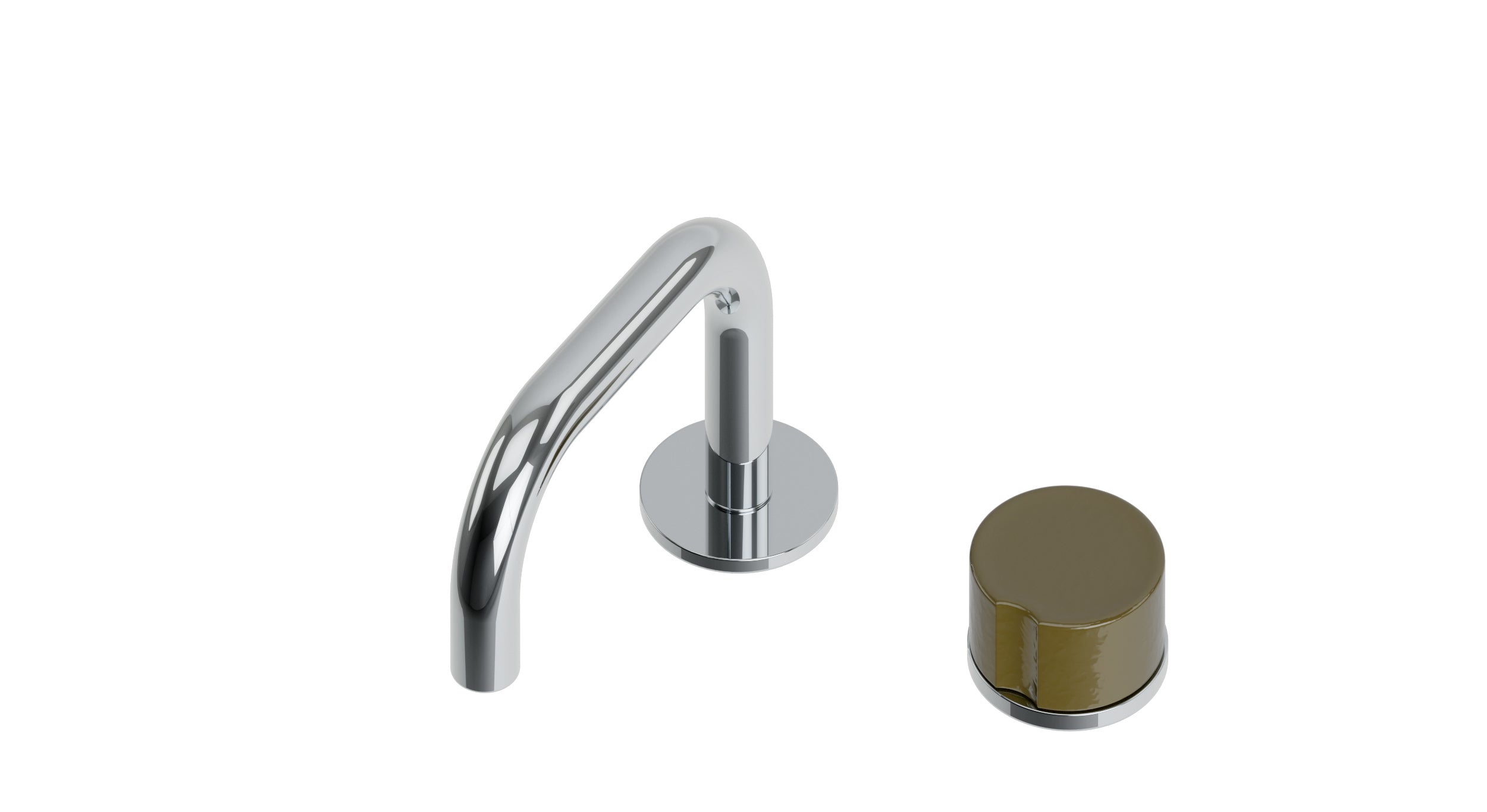 Foundry One Handle Deck Mount Squaretop Lavatory Faucet with Groove Ceramic Knob Handle in Polished Chrome