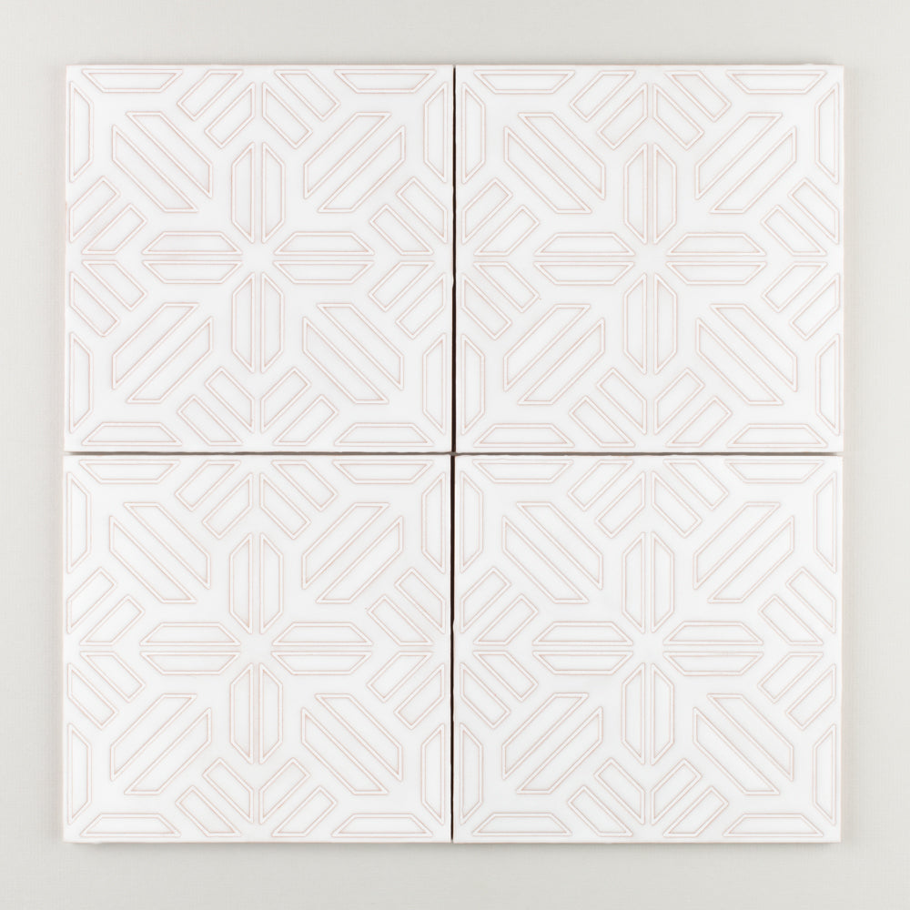 8x8 Handpainted Sample Snow Flower in White Motif