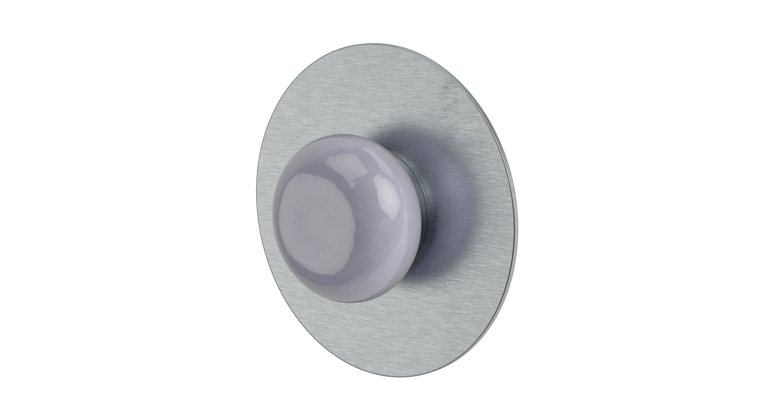 Foundry One Handle Wall Mount Shower Trim with Pebble Ceramic Knob Handle in Satin Chrome