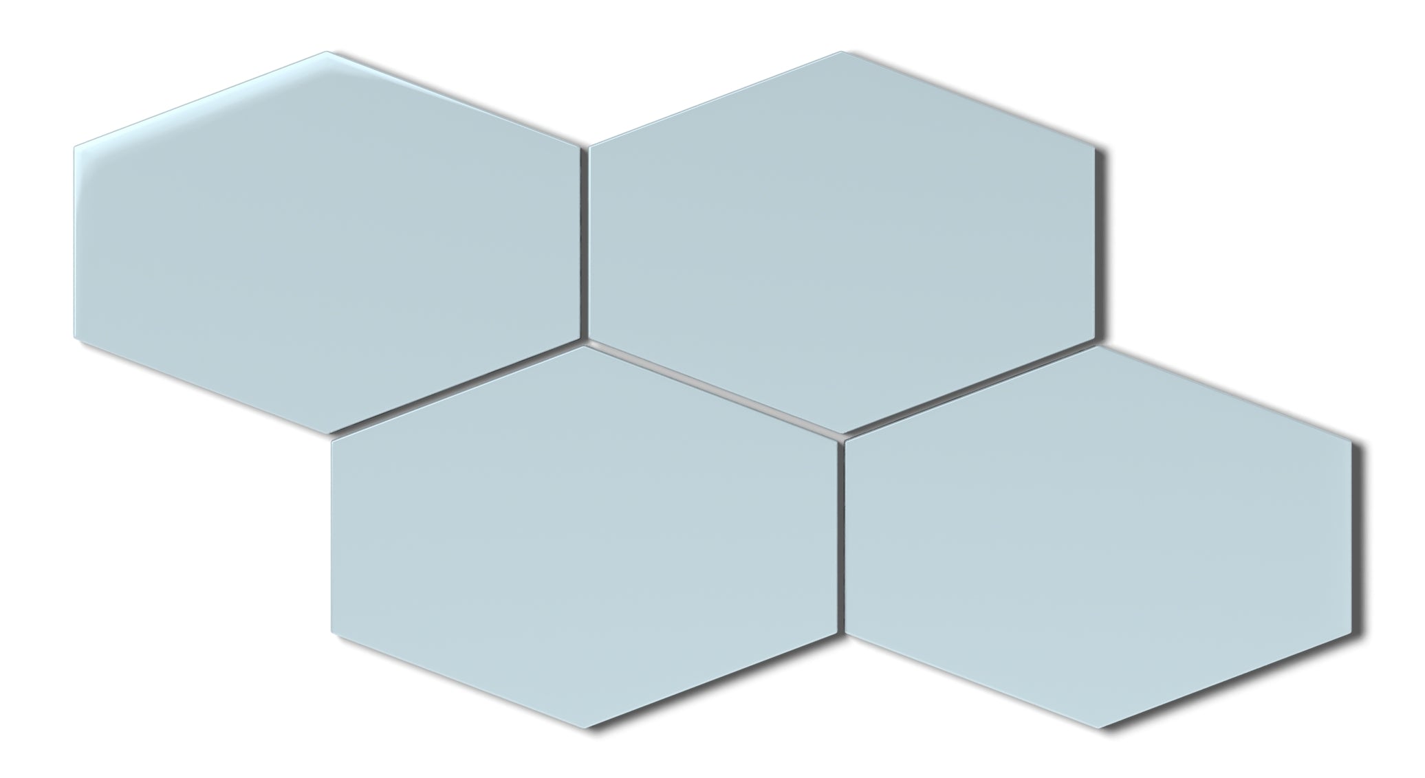 Elongated Hexagon Natural Press Ceramic Tile in Egyptian Blue Gloss