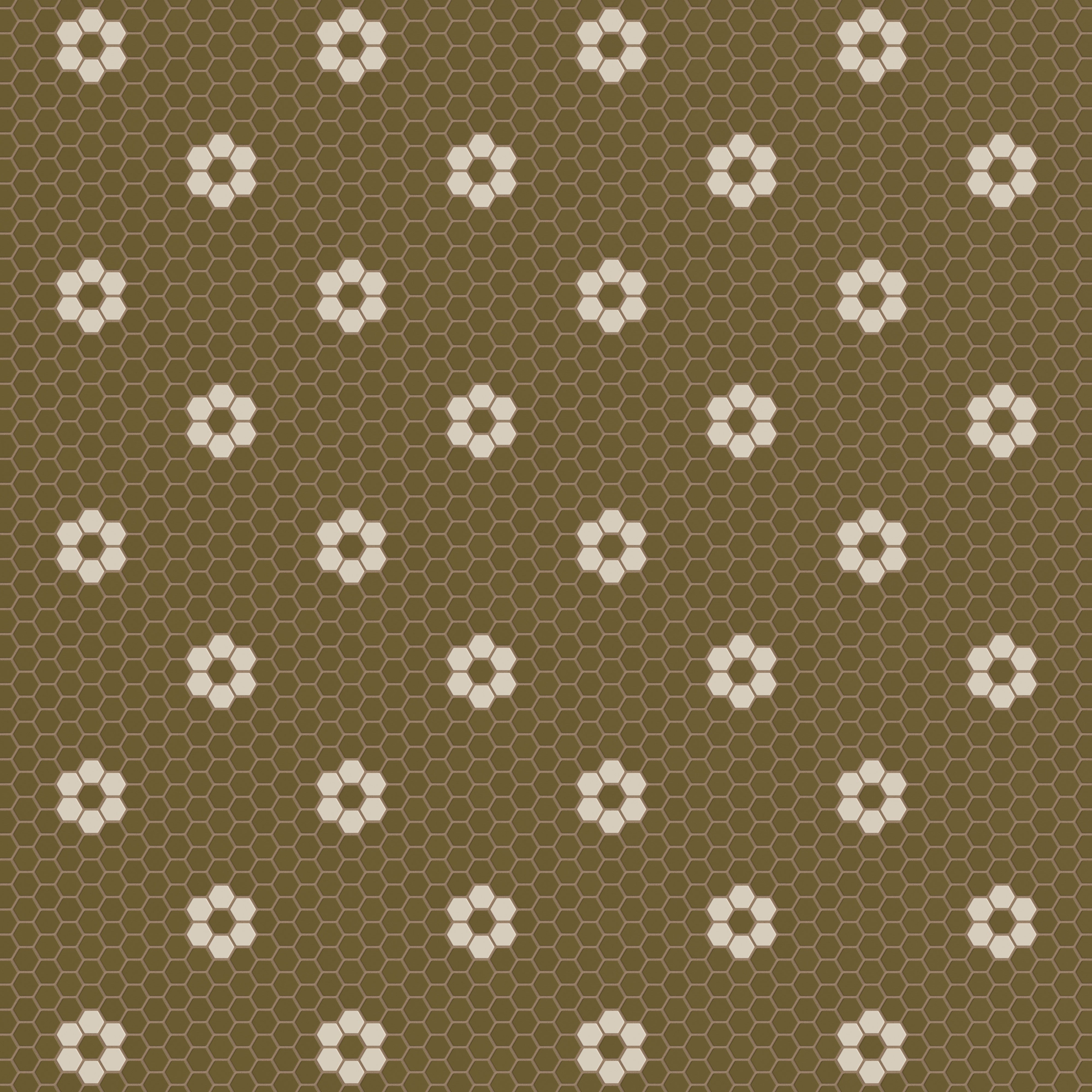 1" Hexagon Double Daisy Sheeted Original Ceramic Tile in Chaparral Matte & Ivory Matte