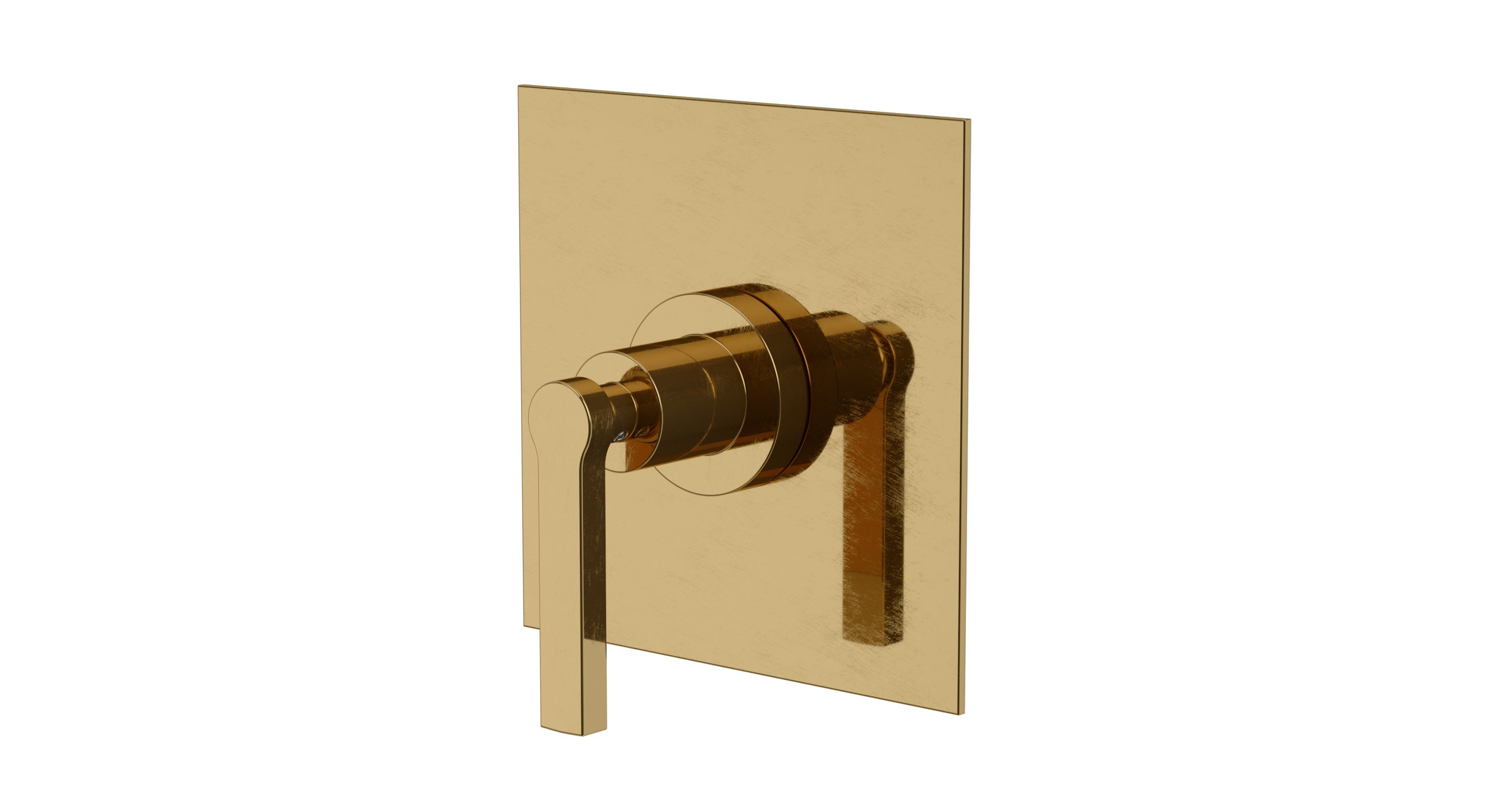Flatiron One Handle Wall Mount Shower Trim with Linear Lever Handle in Uncoated Polished Brass