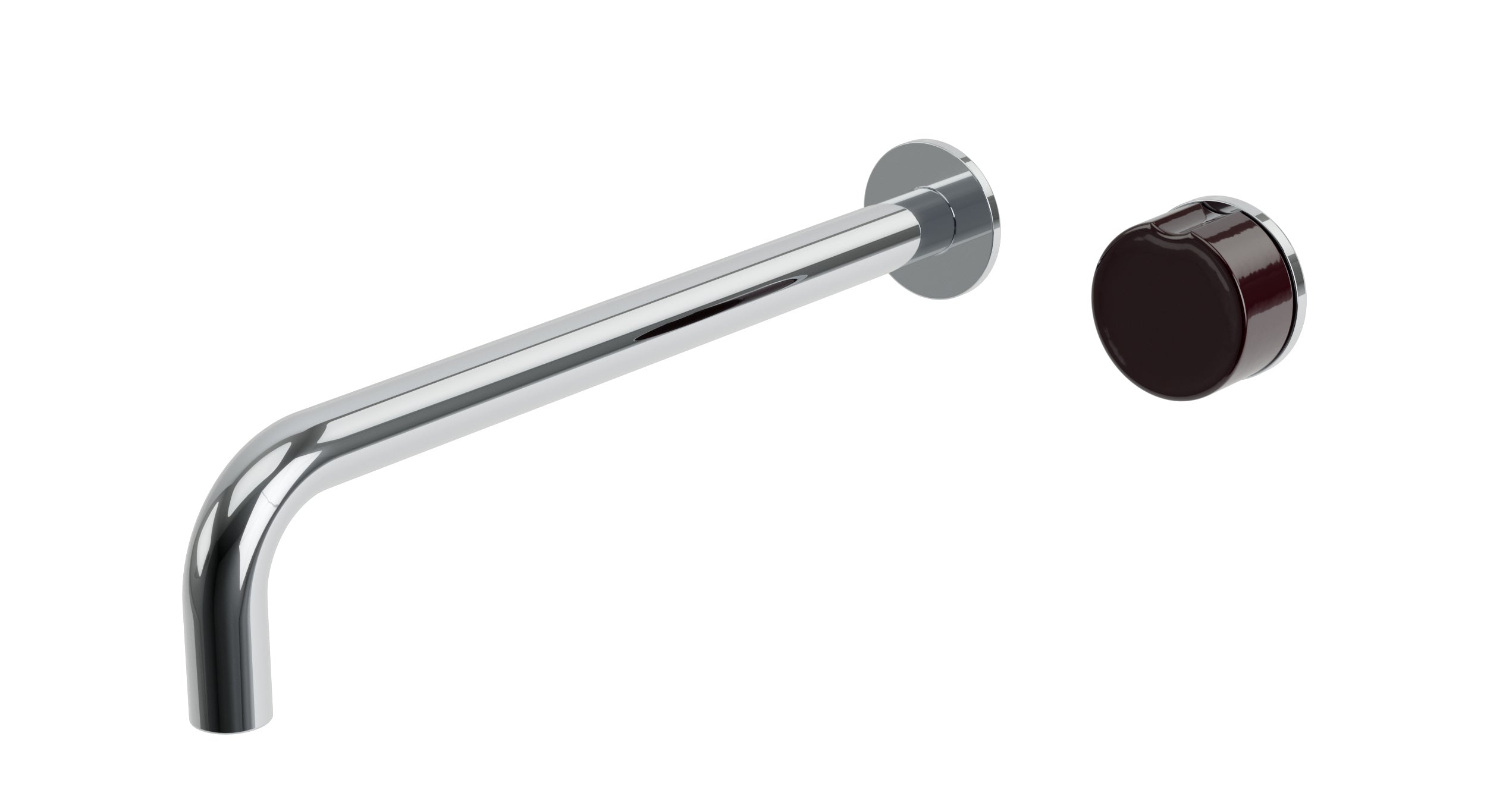 Foundry One Handle Wall Mount 12" Lavatory Faucet with Pebble Ceramic Knob Handle in Polished Chrome