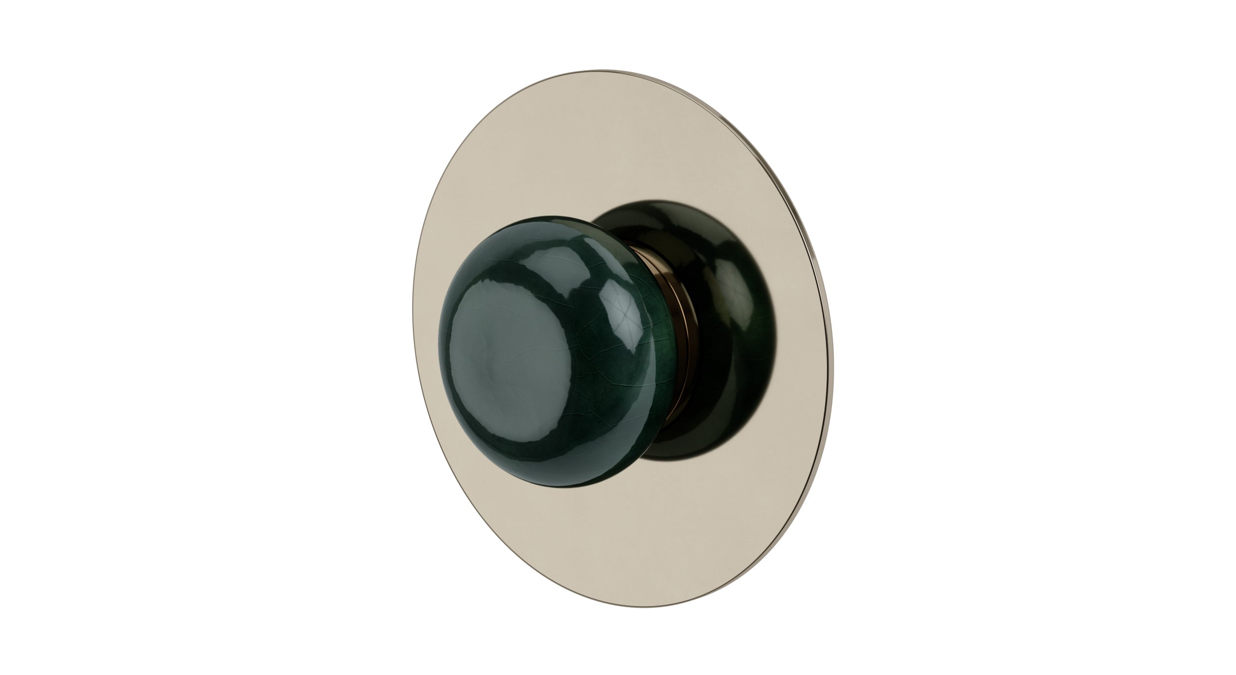 Foundry One Handle Wall Mount Shower Trim with Pebble Ceramic Knob Handle in Polished Nickel