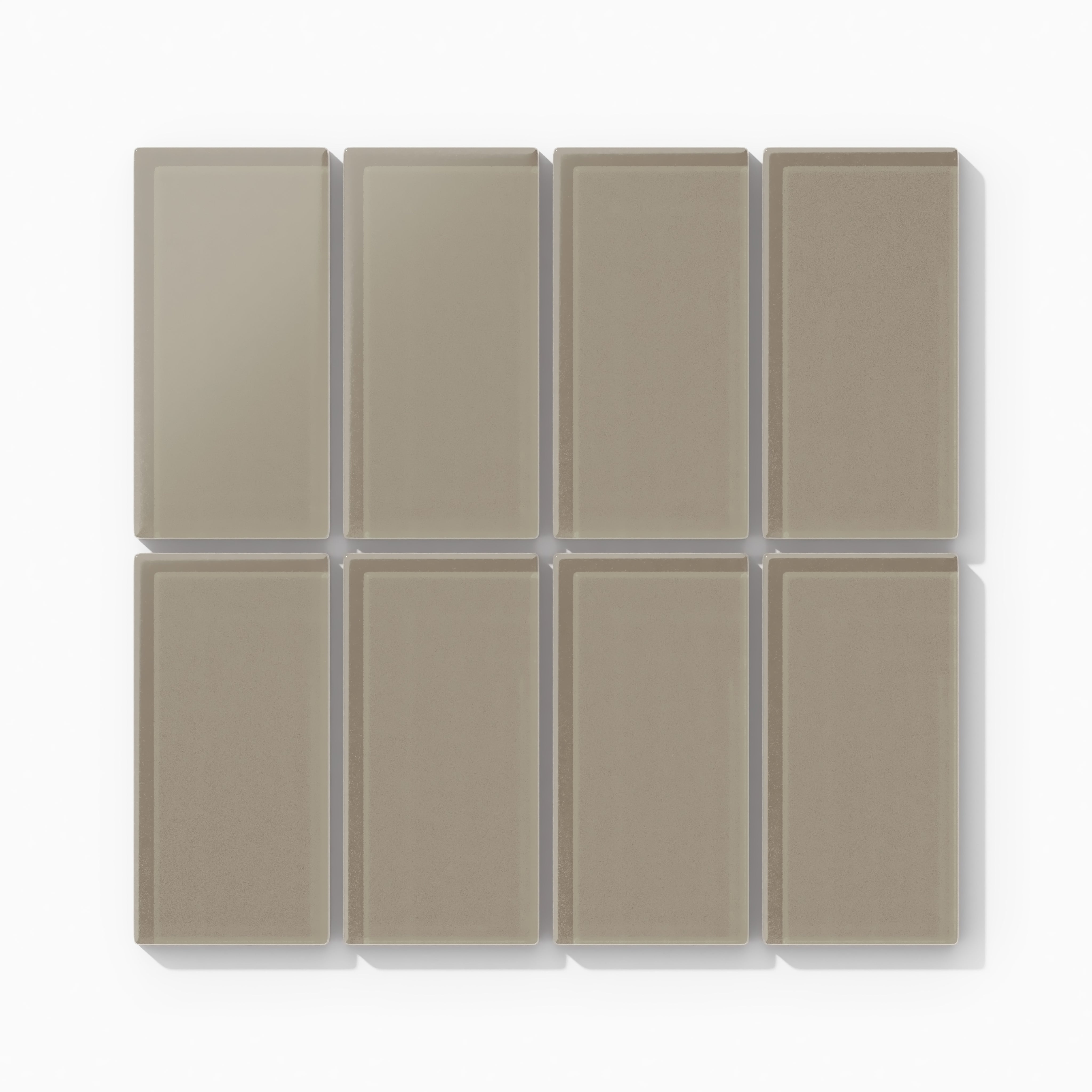 2x4 Straight Set Sheeted Glass Mosaic Tile in Quail Matte