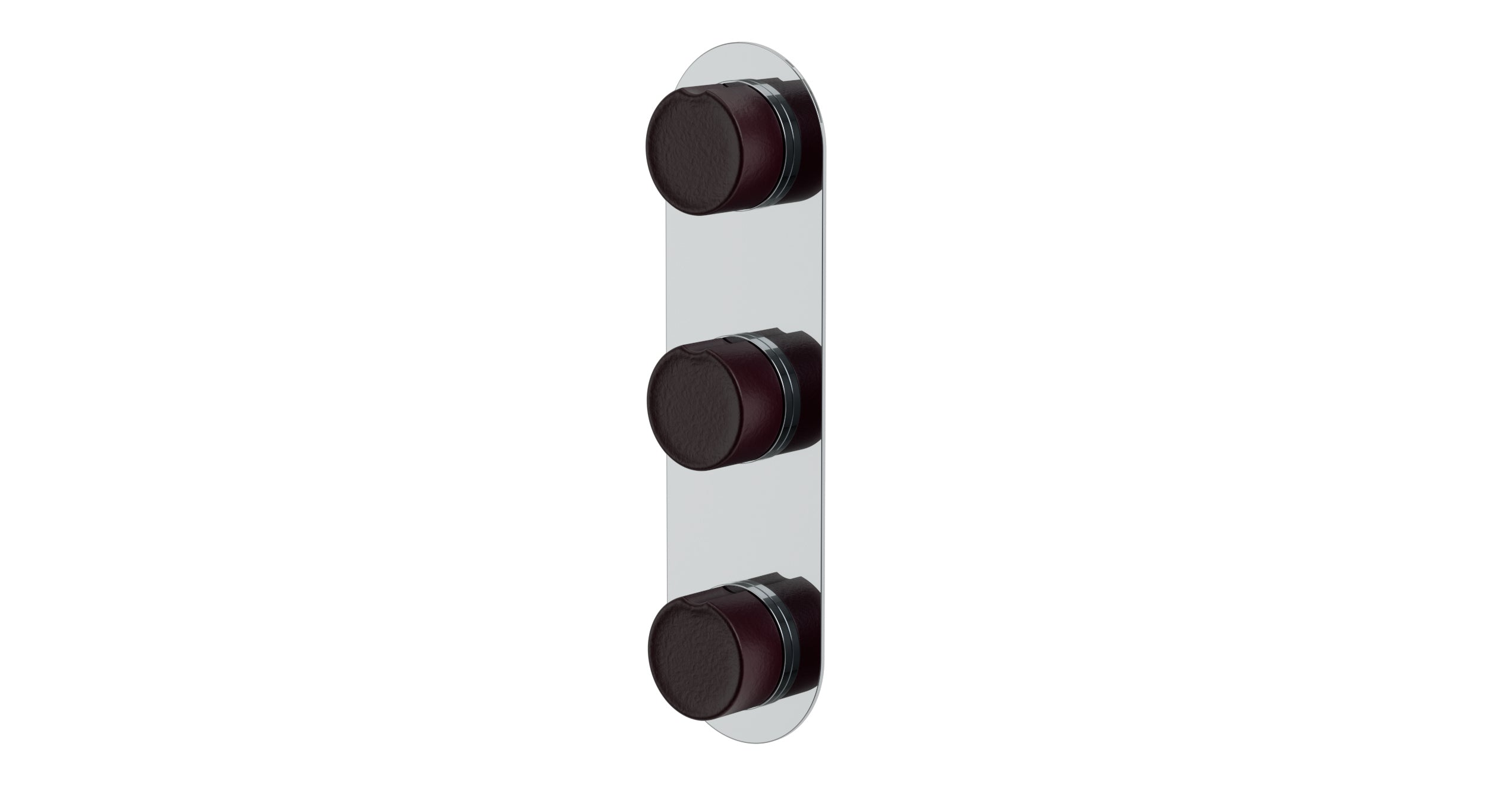 Foundry Three Handle Wall Mount Shower Trim with Groove Ceramic Knob Handles in Polished Chrome