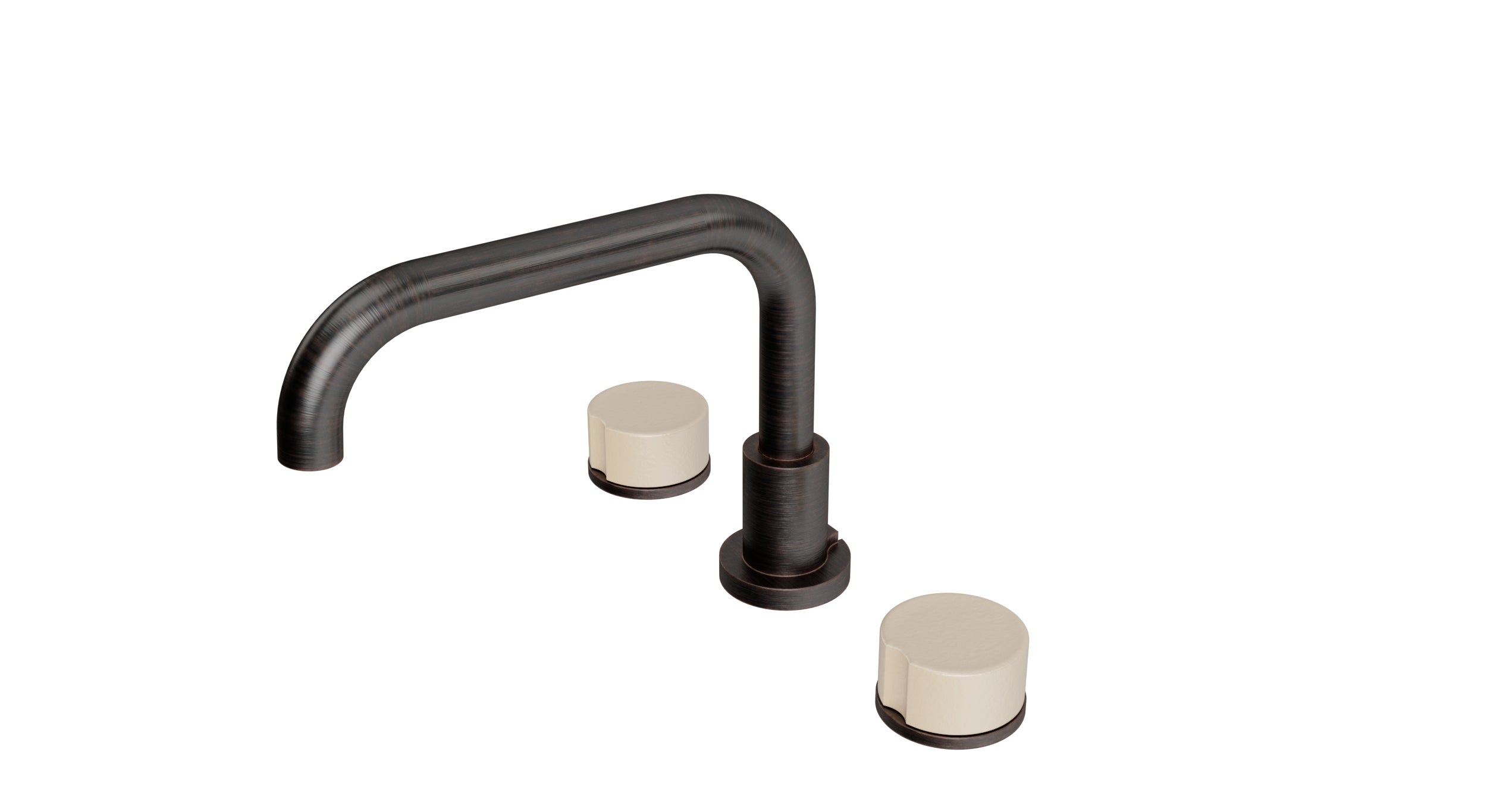 Foundry Two Handle Deck Mount Squaretop Bath Trim with Groove Ceramic Knob Handles in Antique Bronze