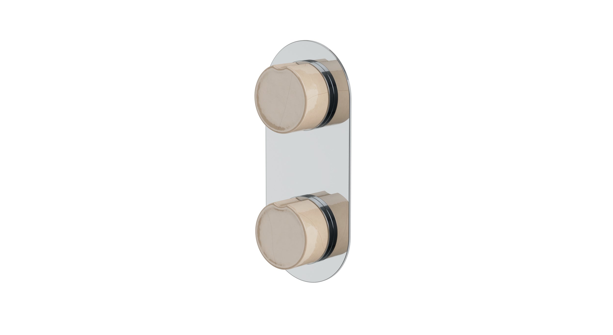 Foundry Two Handle Wall Mount Shower Trim with Groove Ceramic Knob Handles in Polished Chrome