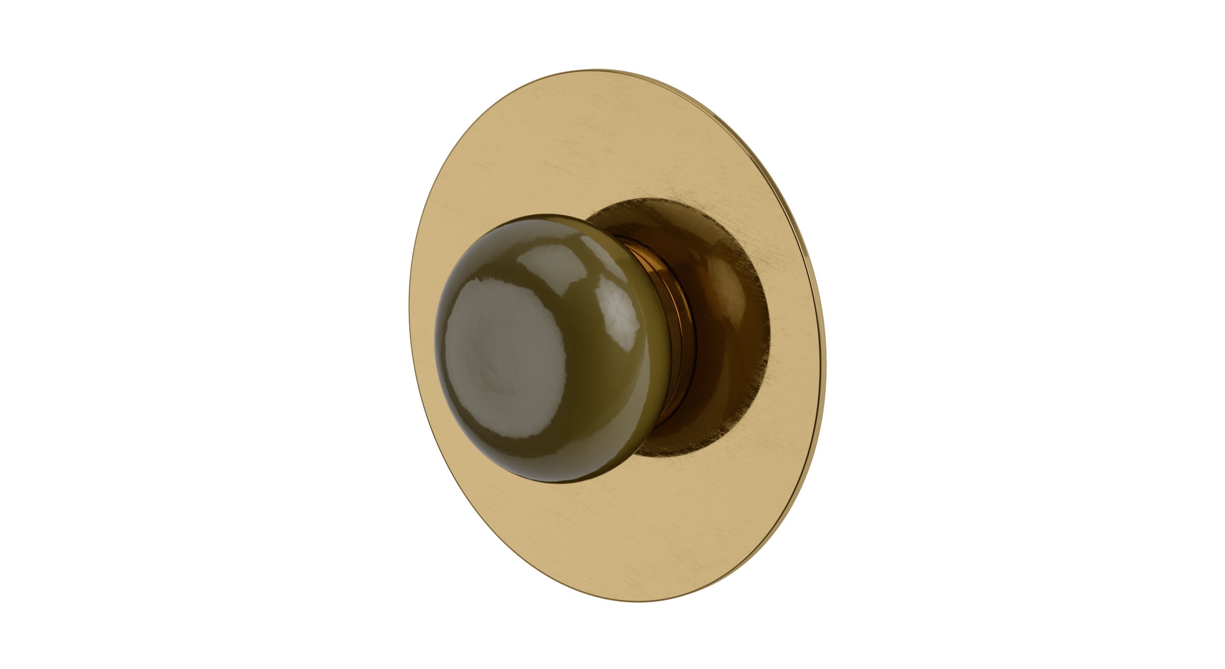 Foundry One Handle Wall Mount Shower Trim with Pebble Ceramic Knob Handle in Uncoated Polished Brass
