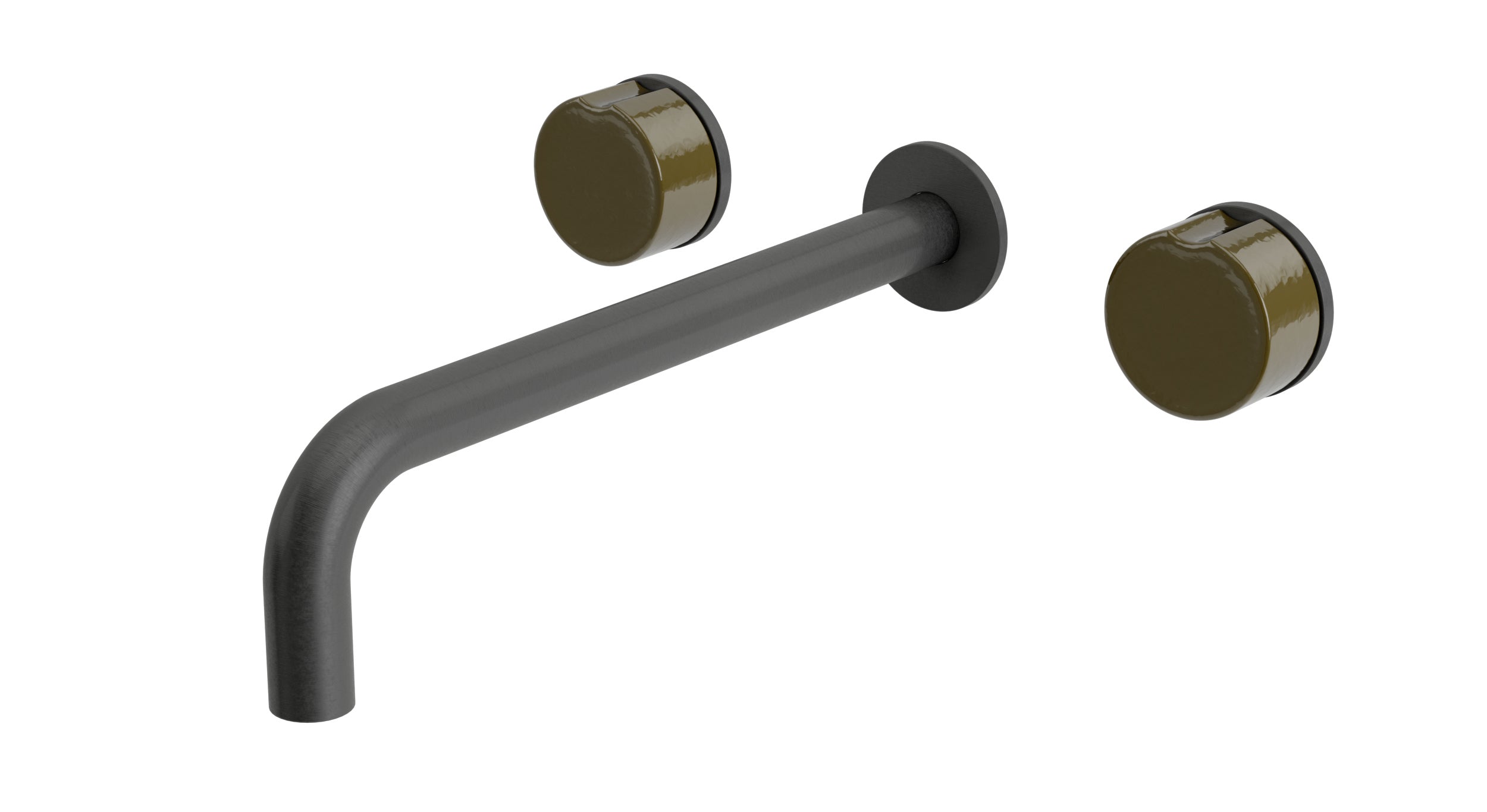 Foundry Two Handle Wall Mount 10" Lavatory Faucet with Groove Ceramic Knob Handles in Blackened Nickel