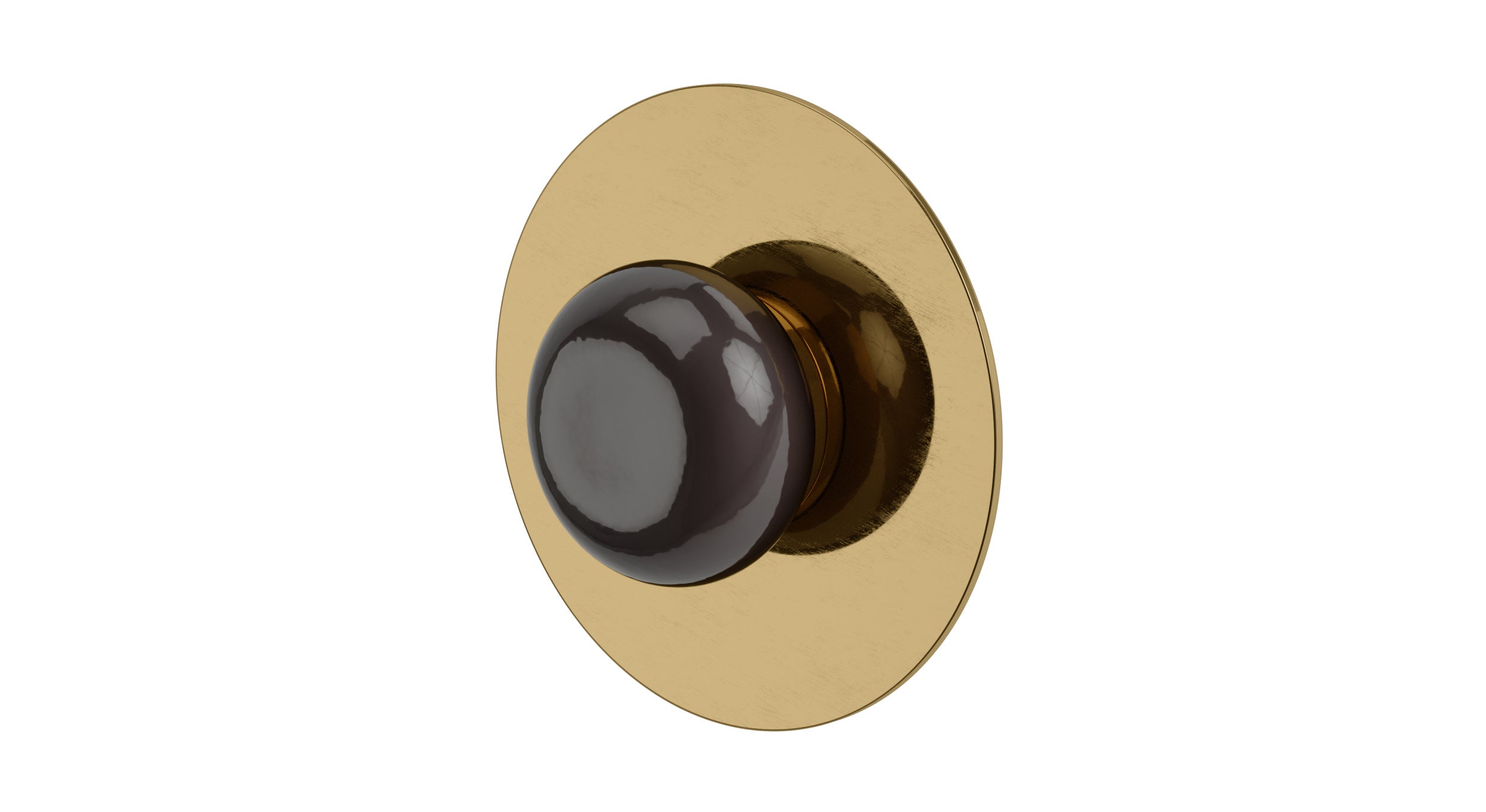 Foundry One Handle Wall Mount Shower Trim with Pebble Ceramic Knob Handle in Uncoated Polished Brass