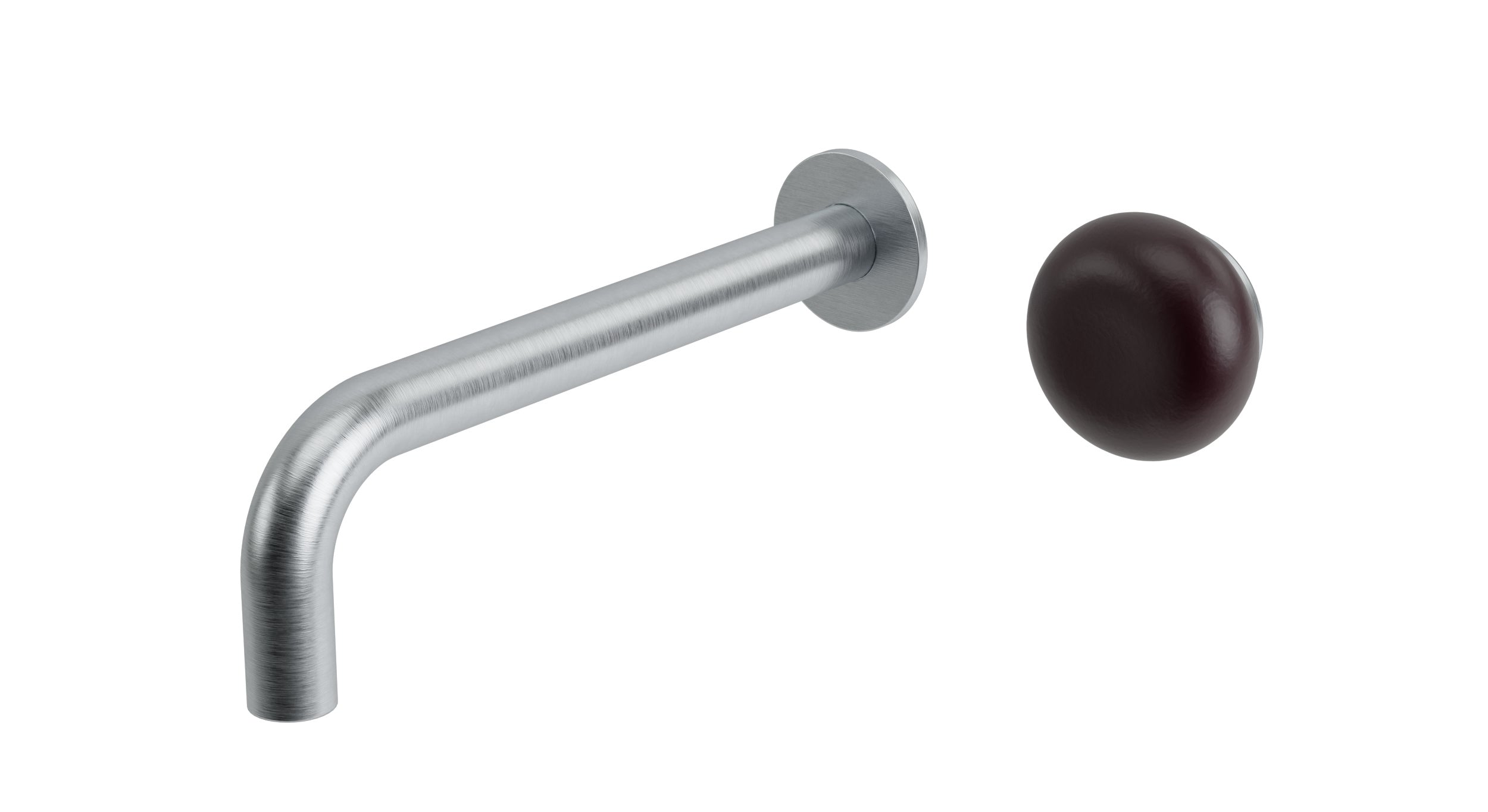 Foundry One Handle Wall Mount 7.5" Lavatory Faucet with Pebble Ceramic Knob Handle in Satin Chrome
