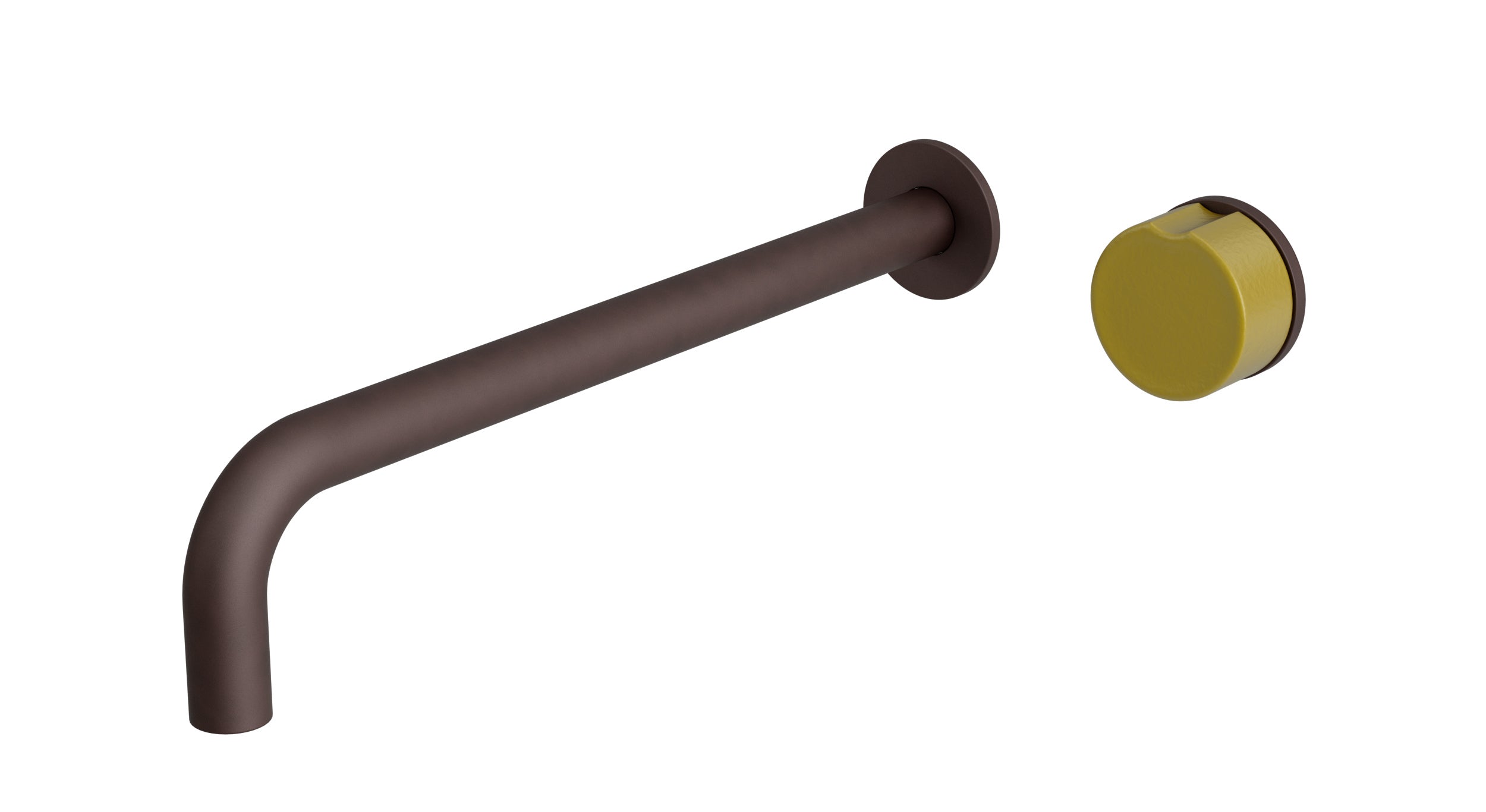 Foundry One Handle Wall Mount 12" Lavatory Faucet with Groove Ceramic Knob Handle in Architectural Copper
