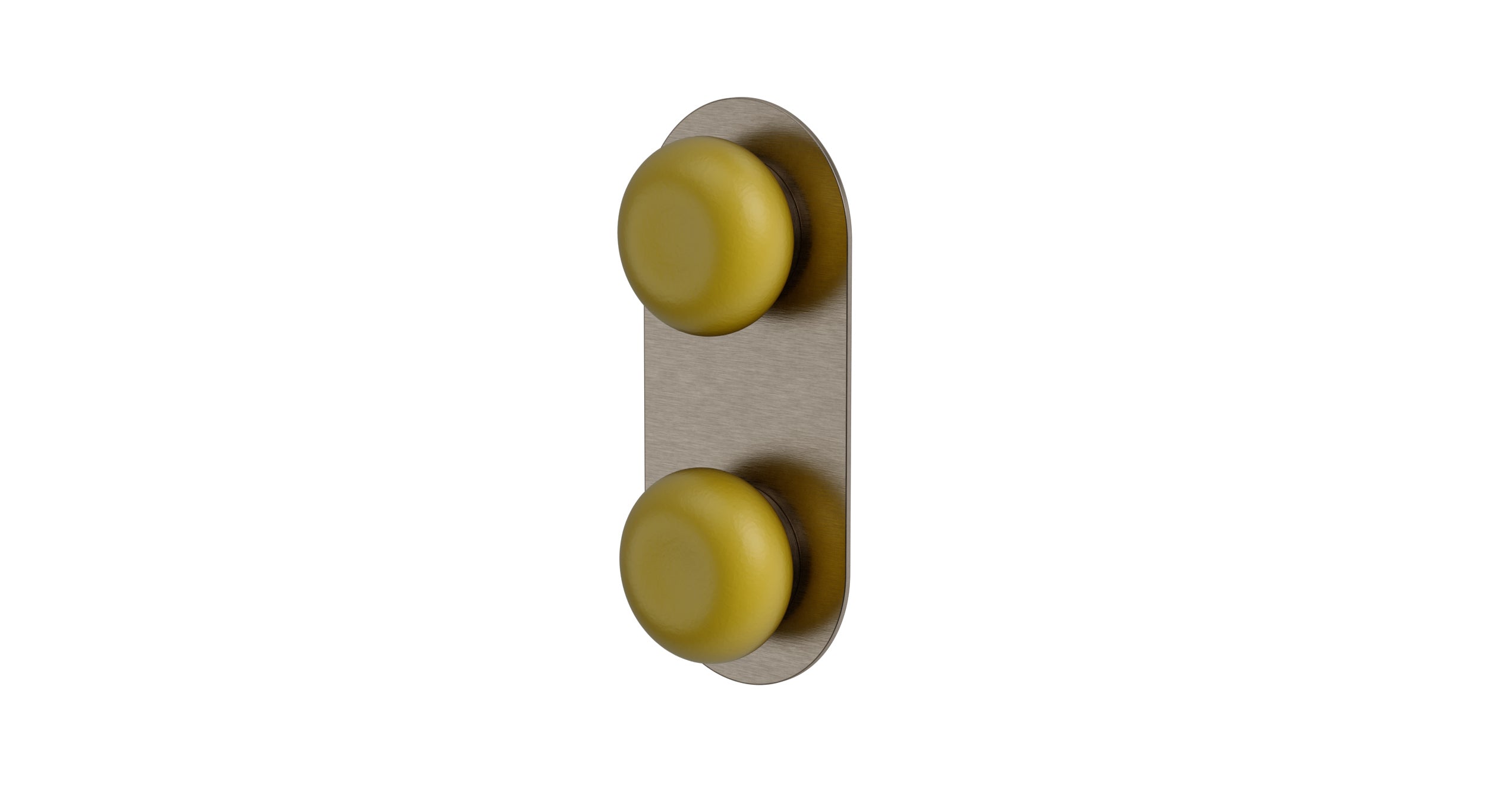 Foundry Two Handle Wall Mount Shower Trim with Pebble Ceramic Knob Handles in Antique Nickel