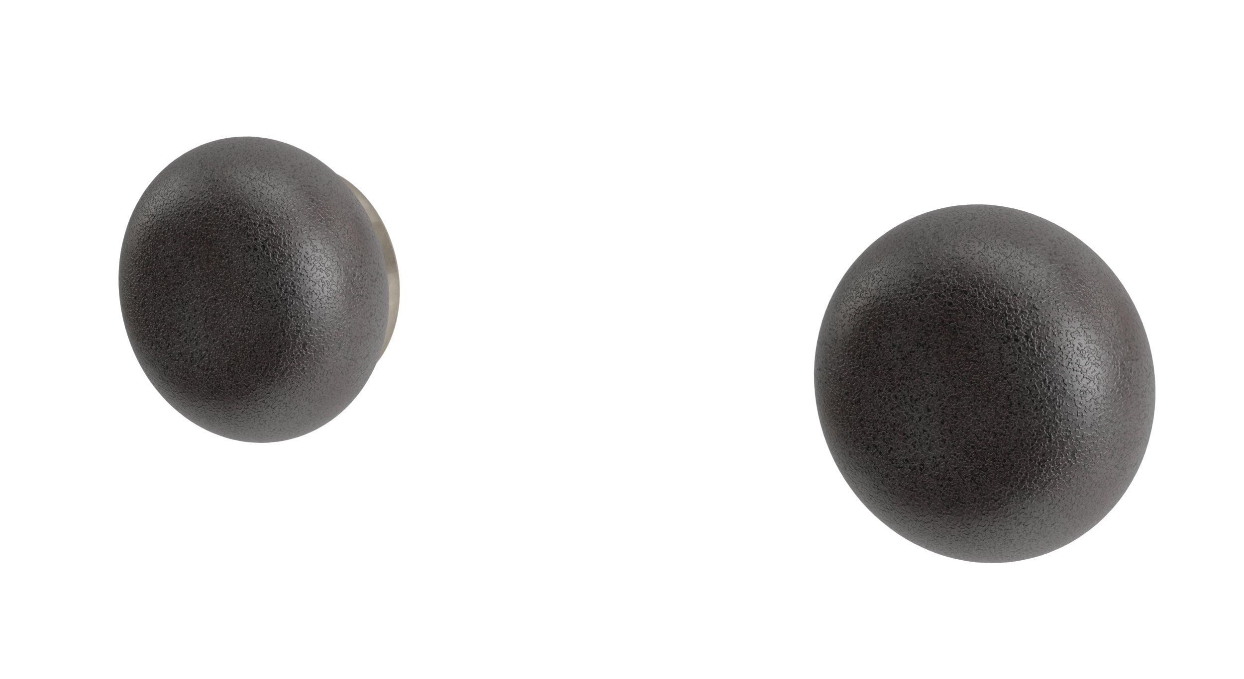 Foundry Two Handle Wall Mount Bath Trim with Pebble Ceramic Knob Handles in French Nickel