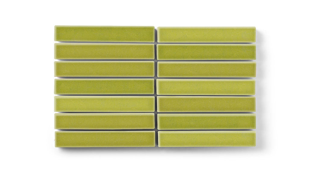 1x6 Straight Set Sheeted Original Ceramic Mosaic Tile in Palm Tree Gloss