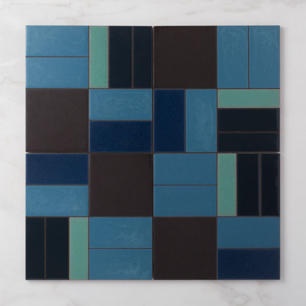 8x8 Handpainted Tile Grange in Warm Motif