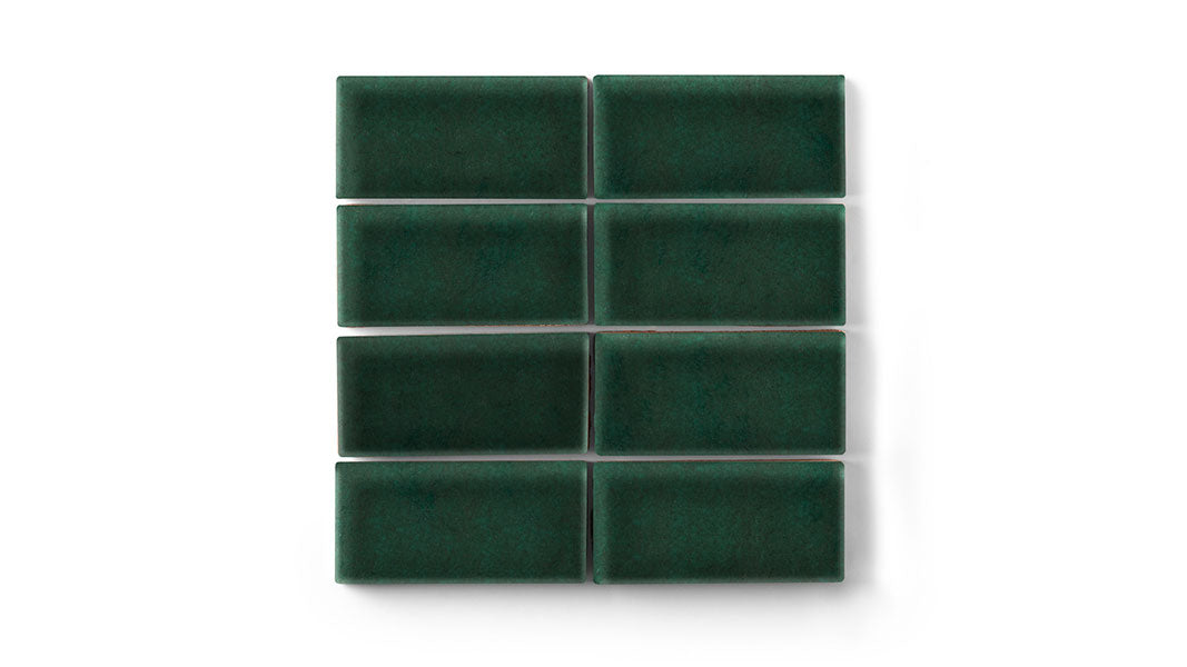 2x4 Straight Set Sheeted Original Ceramic Mosaic Tile in Evergreen Gloss