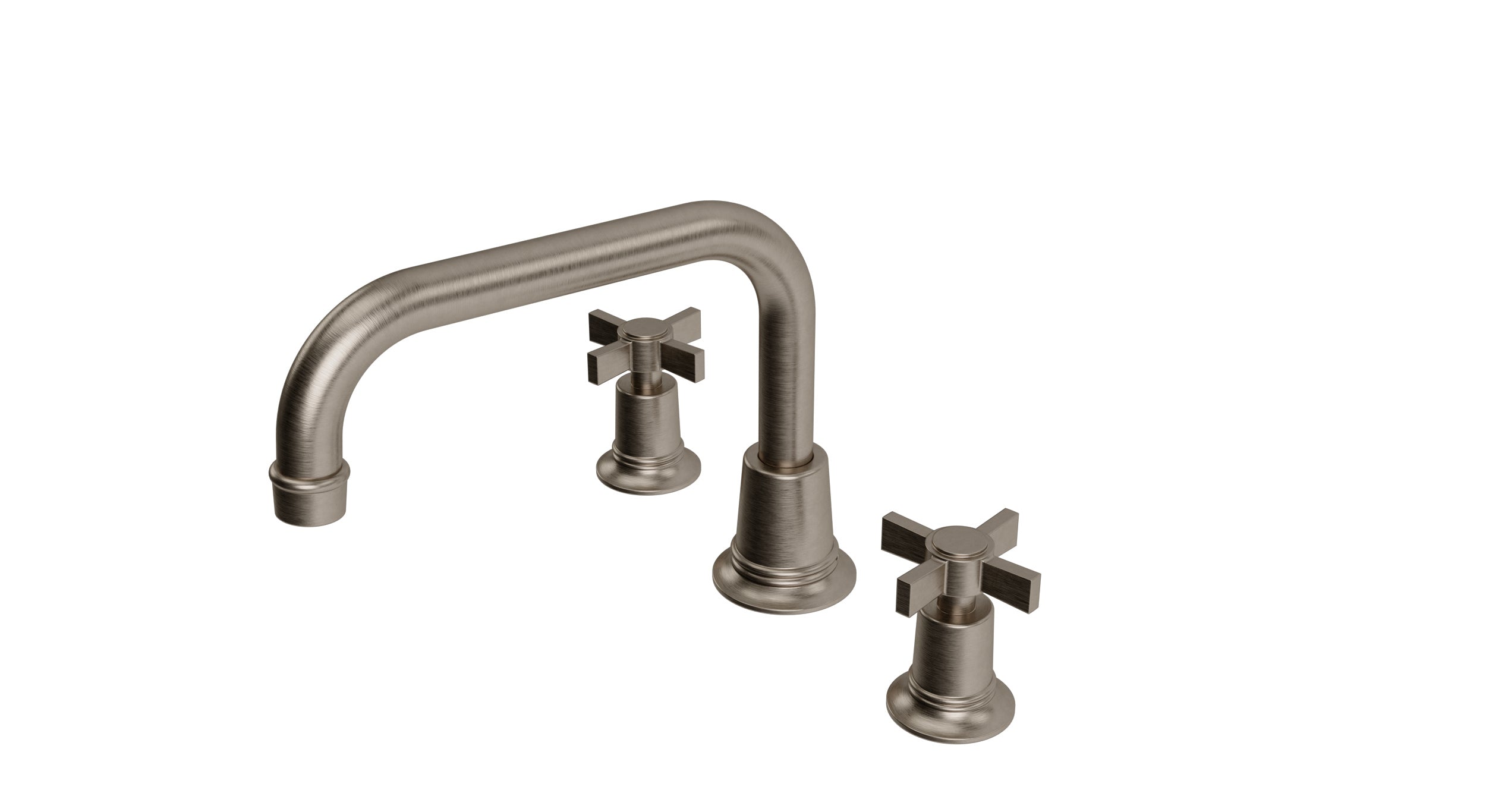 Emerson Two Handle Deck Mount Squaretop Bath Trim with Defined Cross Handles in Antique Nickel