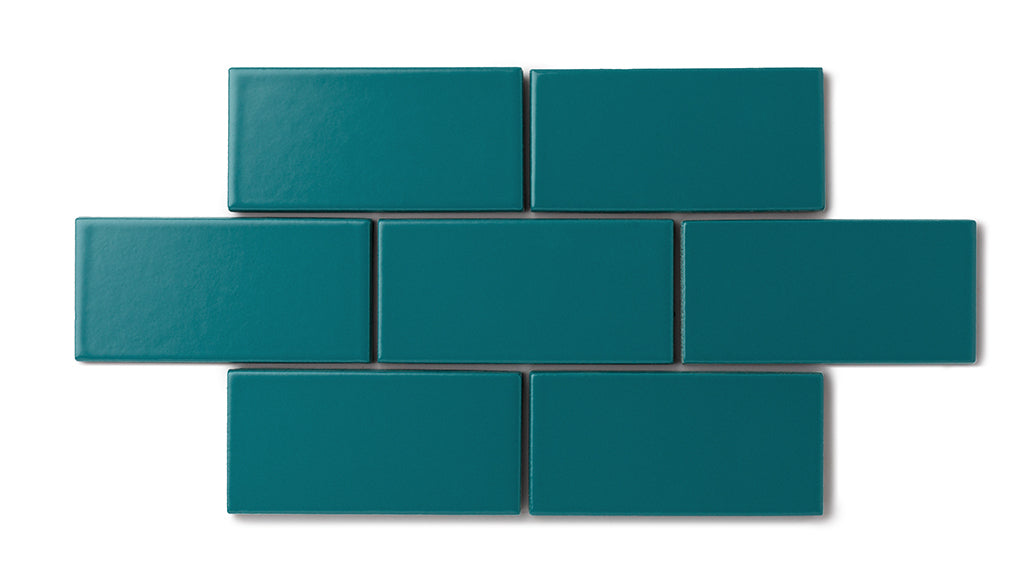 2x4 Straight Set Sheeted Natural Press Ceramic Mosaic Tile in Maya Blue Matte