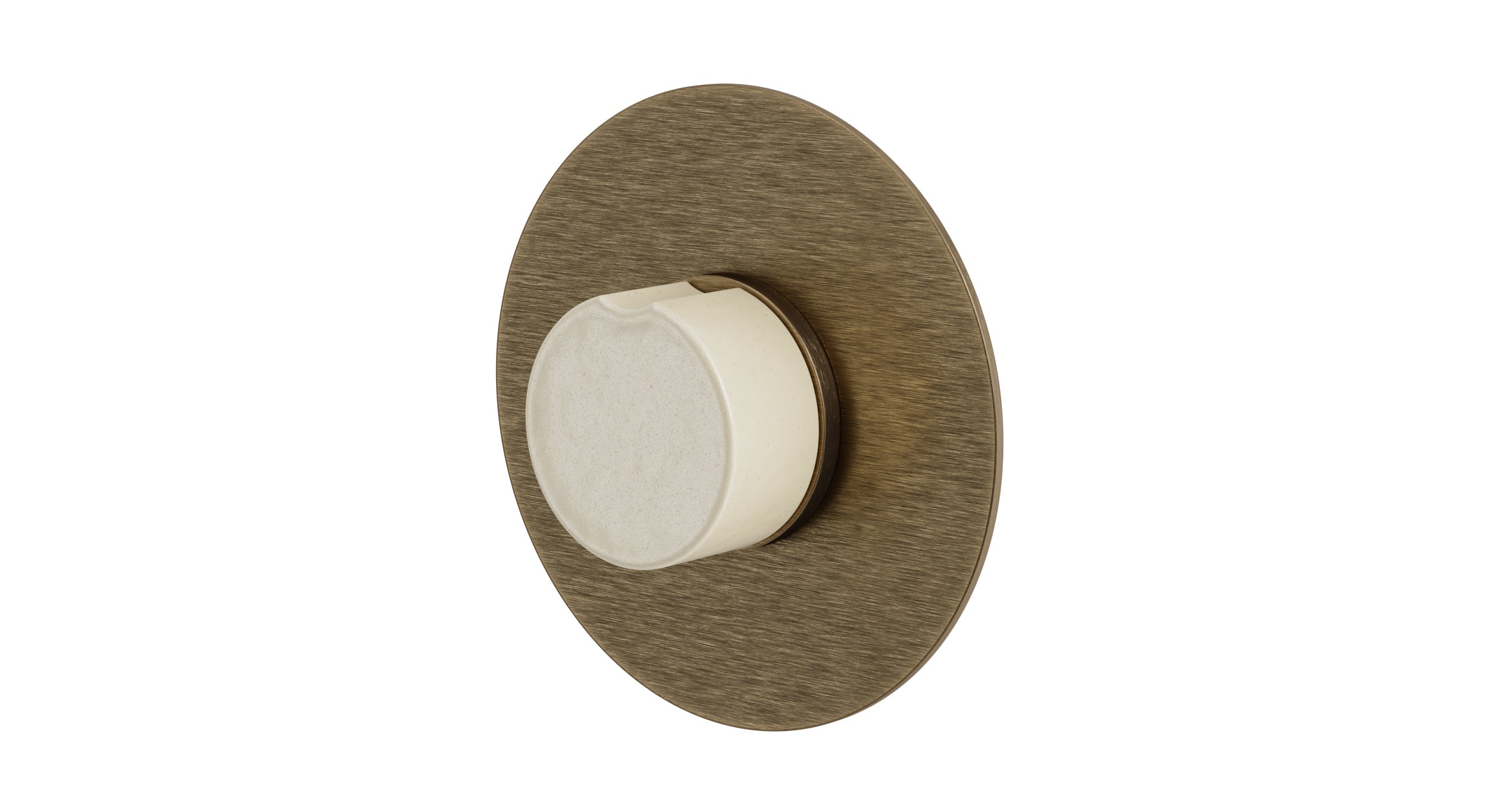Foundry One Handle Wall Mount Shower Trim with Groove Ceramic Knob Handle in Antique Brass