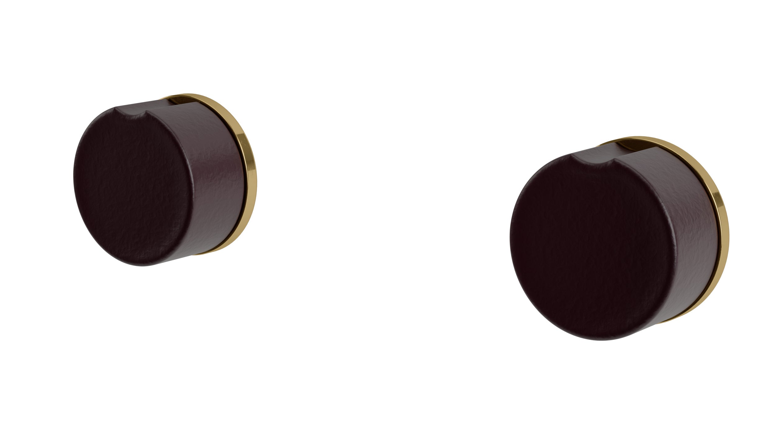 Foundry Two Handle Wall Mount Bath Trim with Groove Ceramic Knob Handles in Uncoated Polished Brass