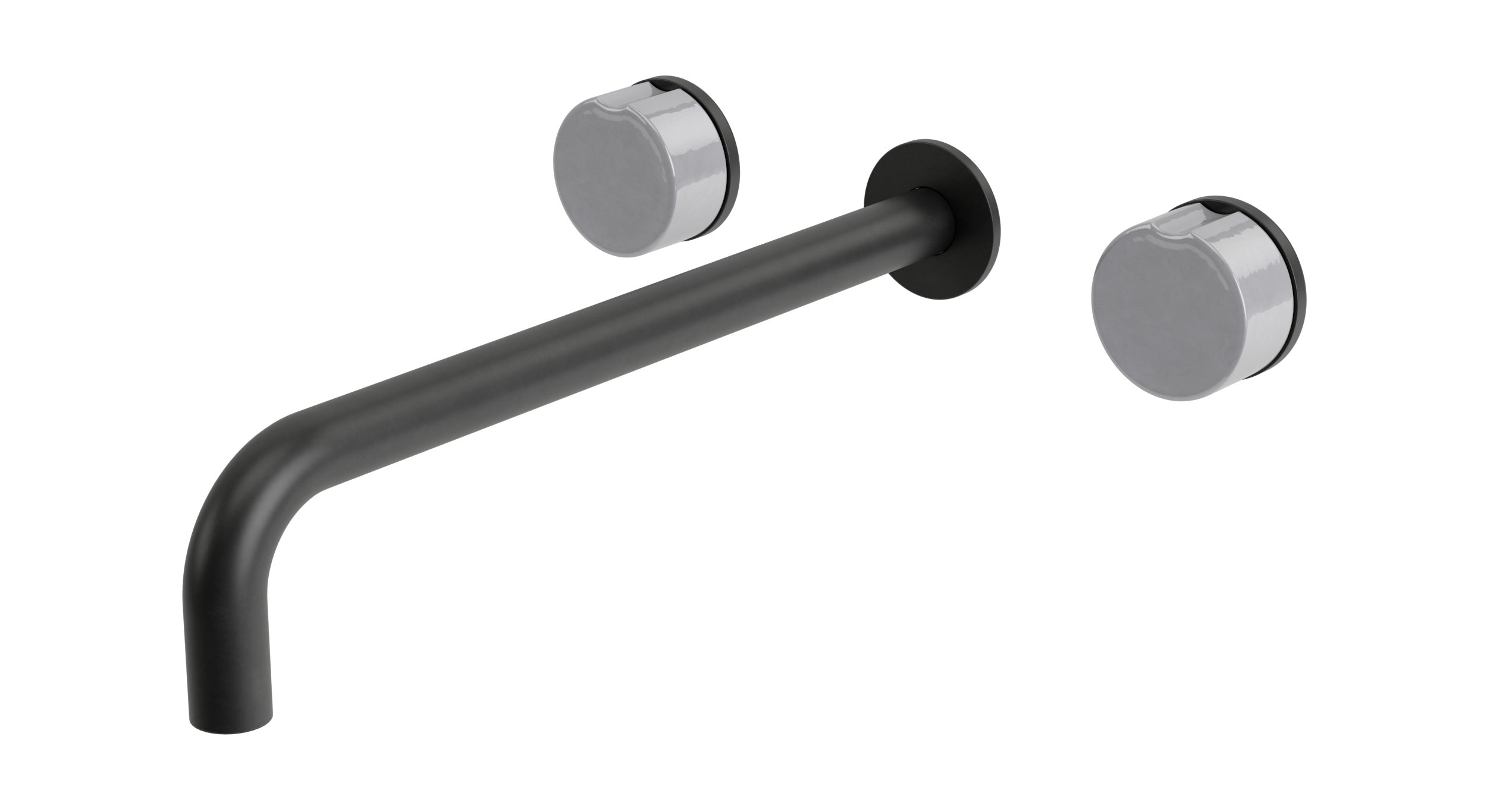 Foundry Two Handle Wall Mount 12" Lavatory Faucet with Groove Ceramic Knob Handles in Oil Rubbed Bronze