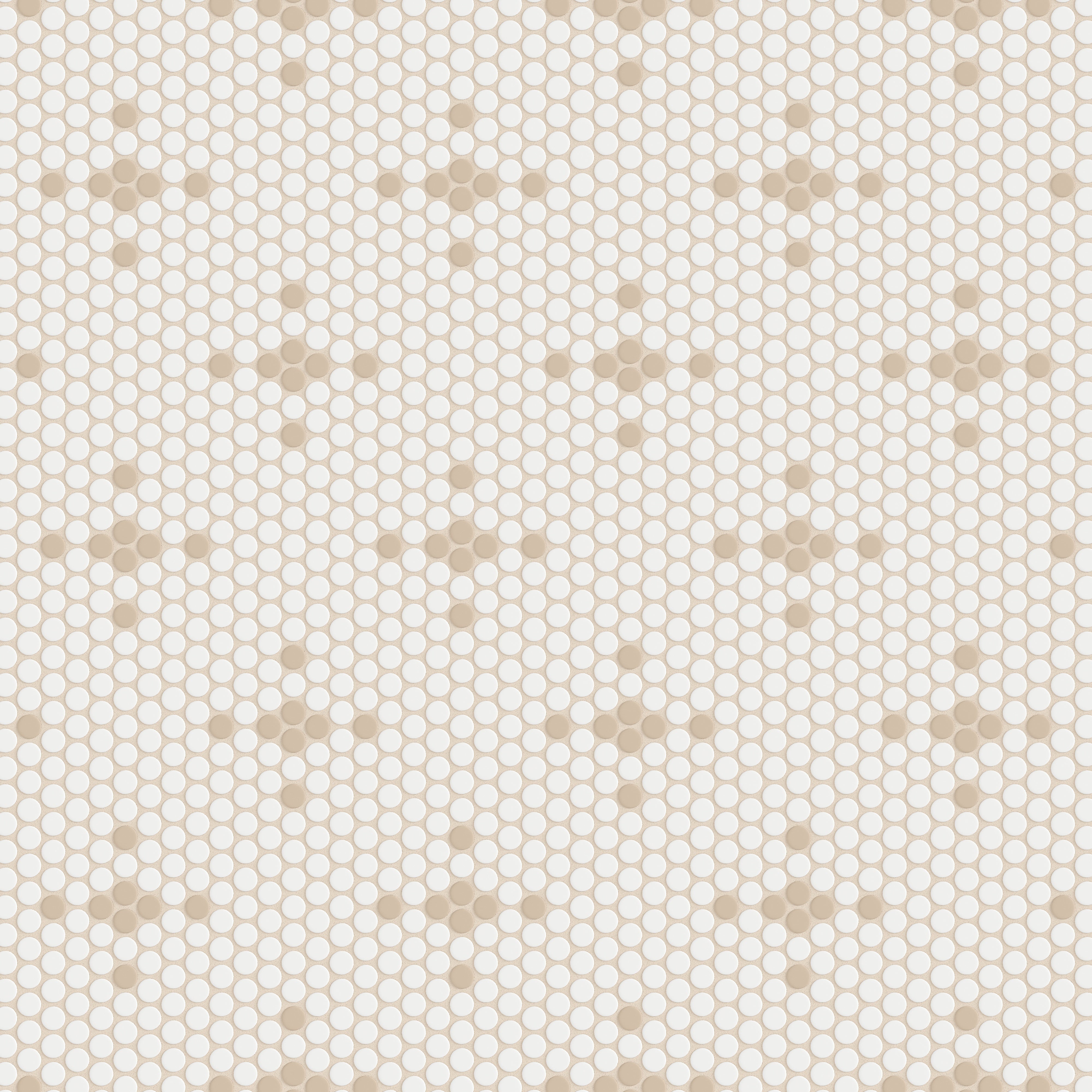 1" Penny Round Sparkle Sheeted Original Ceramic Tile in Calcite Matte & Sweet Pea Matte