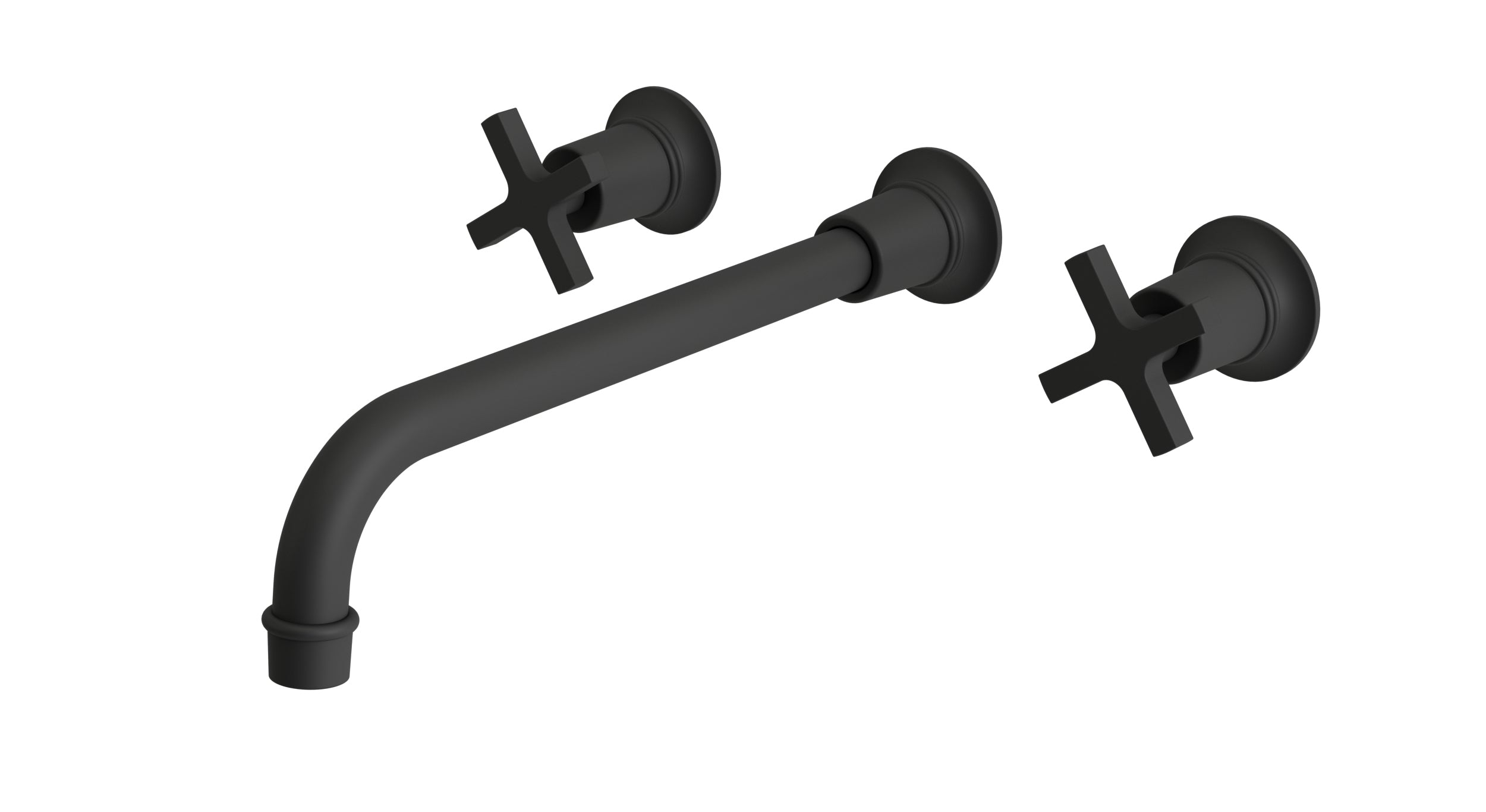 Emerson Two Handle Wall Mount 12" Lavatory Faucet with Classic Cross Handles in Matte Black