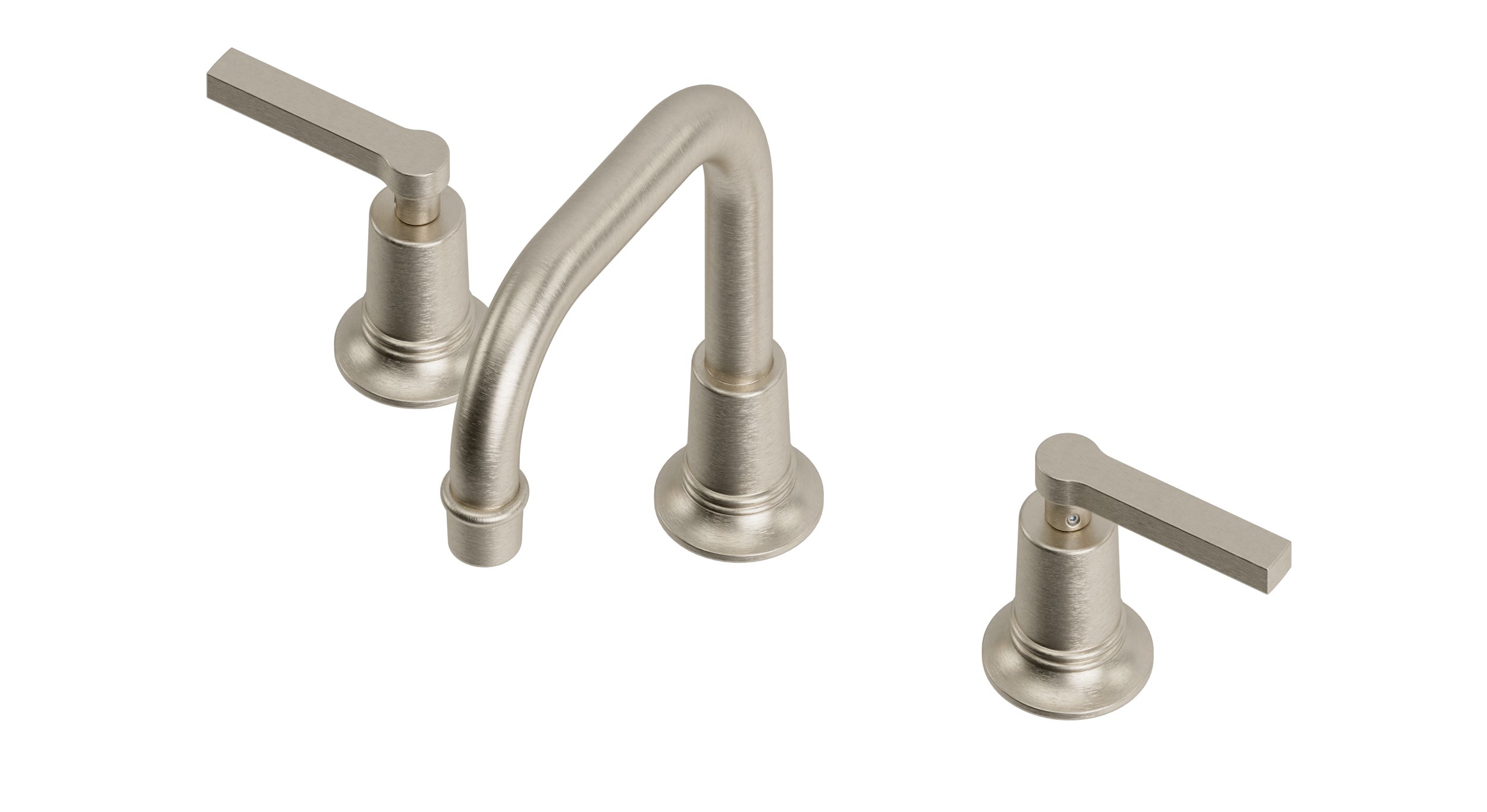 Emerson Two Handle Deck Mount Squaretop Lavatory Faucet with Classic Lever Handles in Satin Nickel