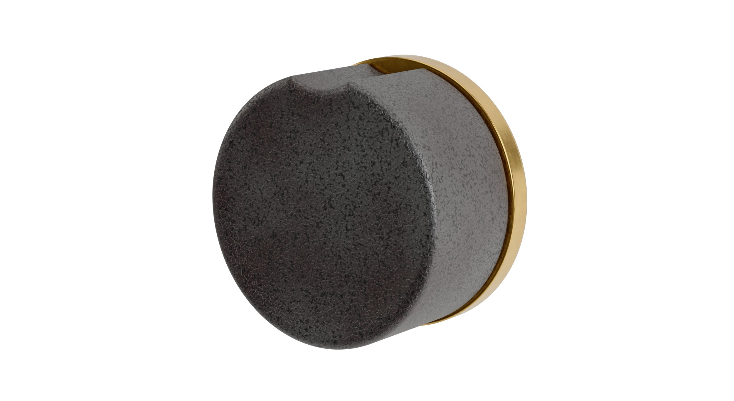 Foundry One Handle Wall Mount Diverter/Volume Control Shower Trim with Groove Ceramic Knob Handle in French Brass