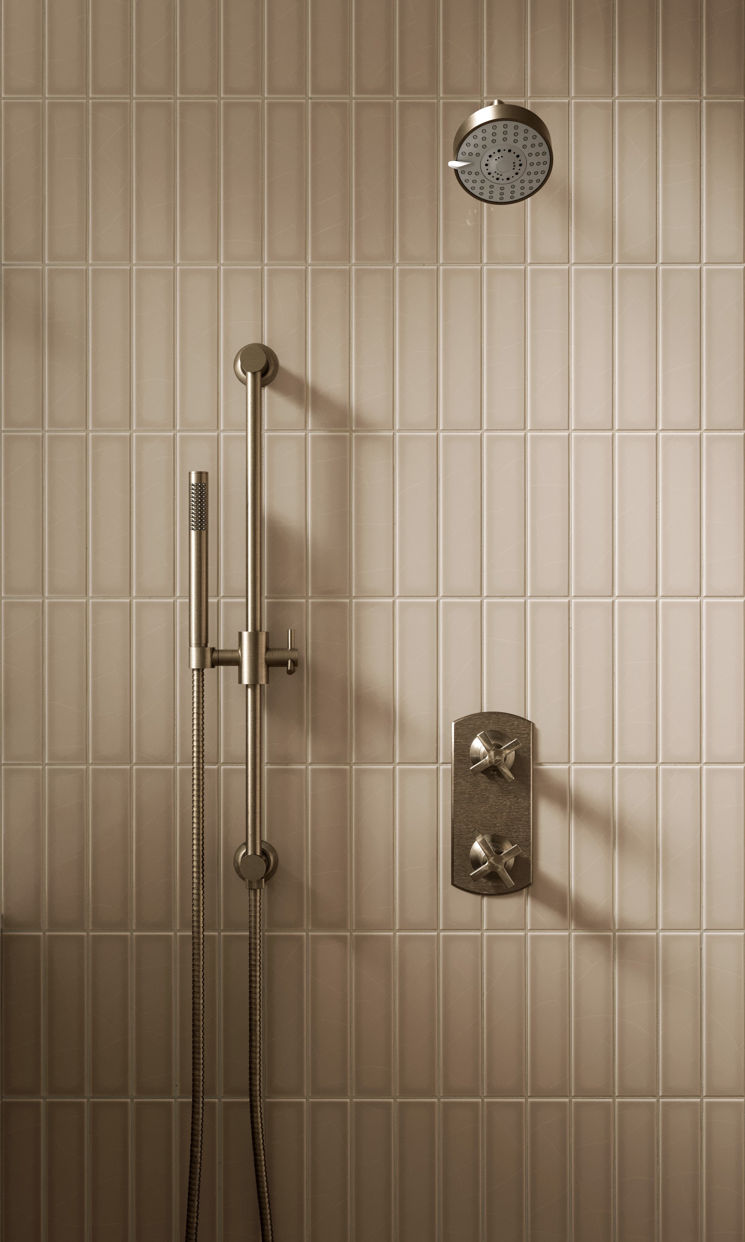 Shower 4.5" Multi-Function Shower Head in Antique Brass