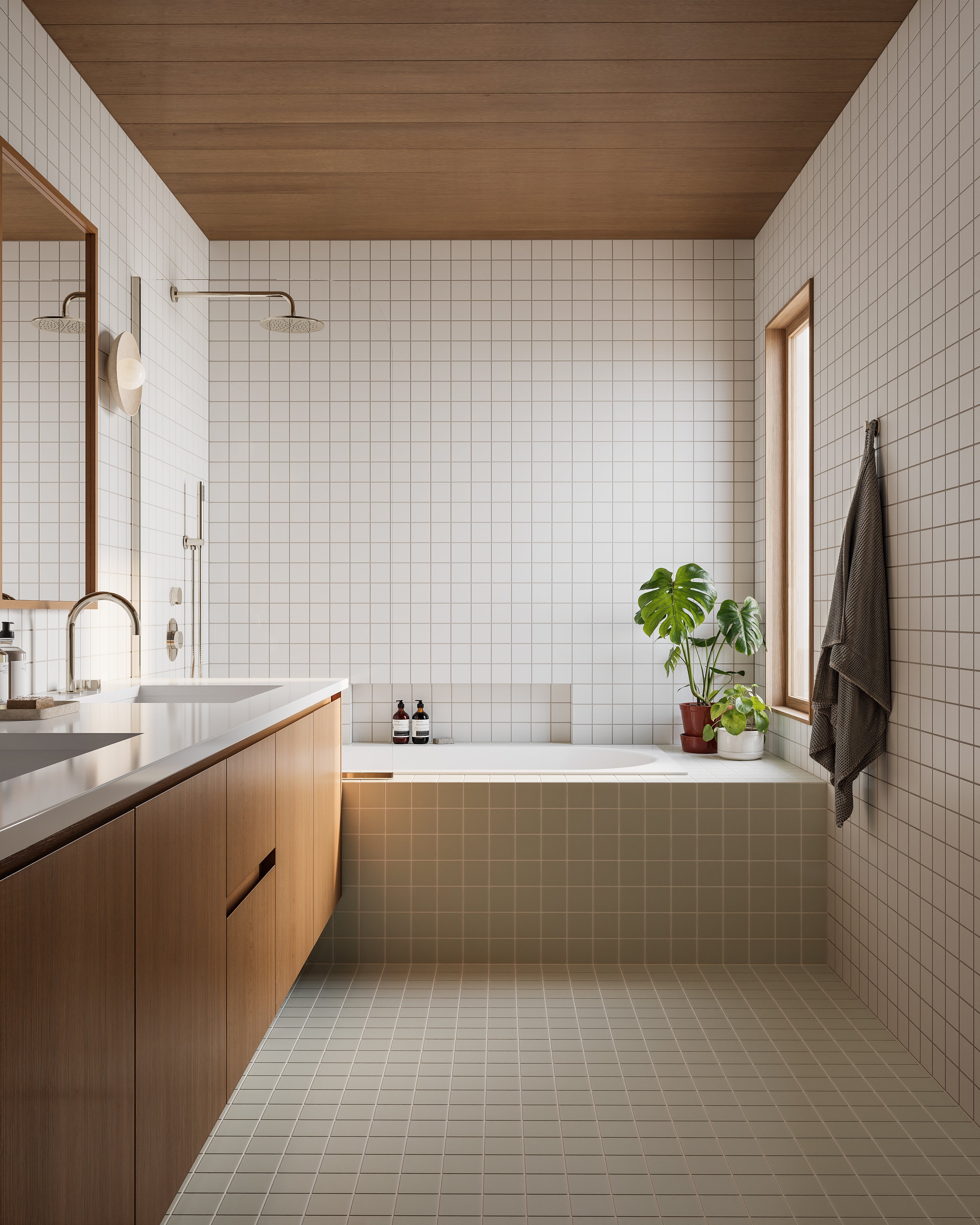 3x3 Straight Set Sheeted Natural Press Ceramic Mosaic Tile in Manzanita Matte