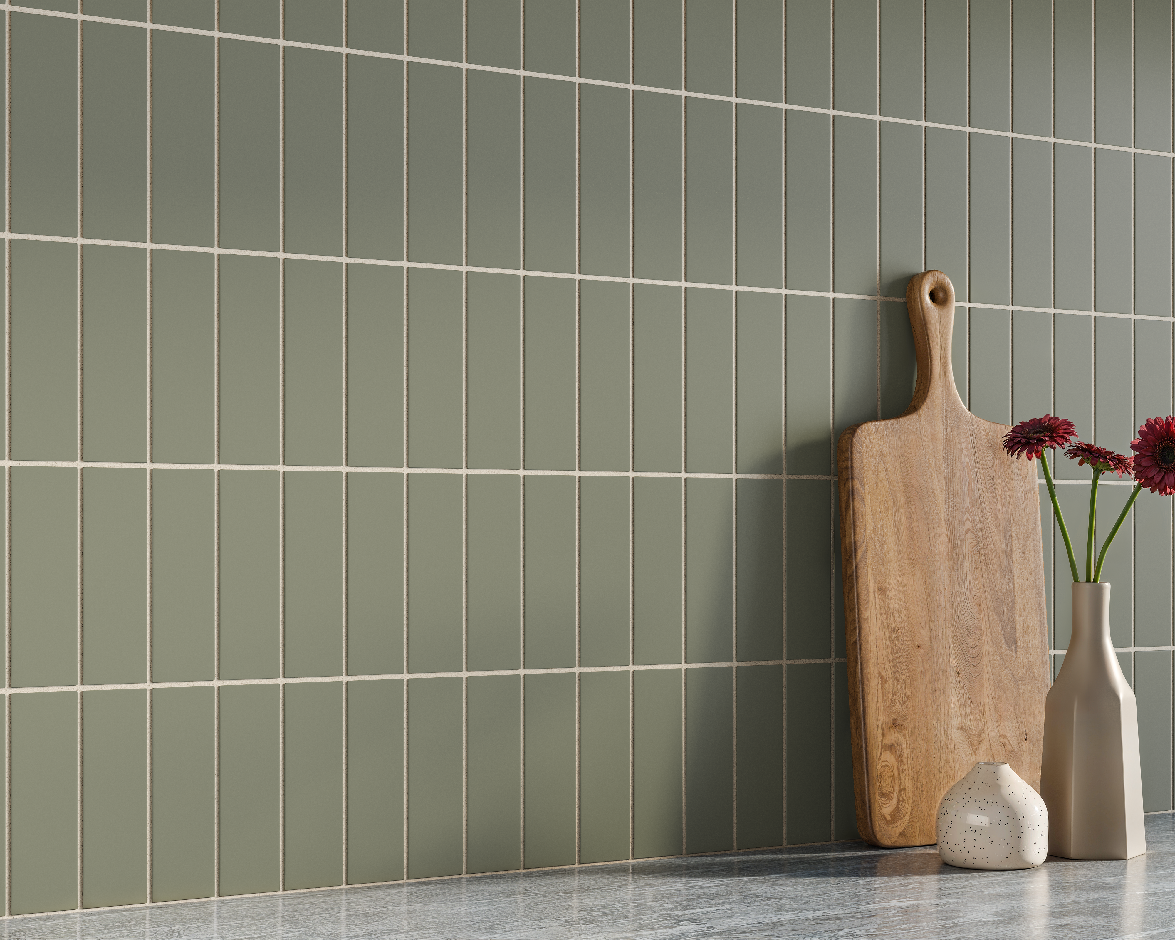 2x6 Natural Press Ceramic Tile in Fern Matte