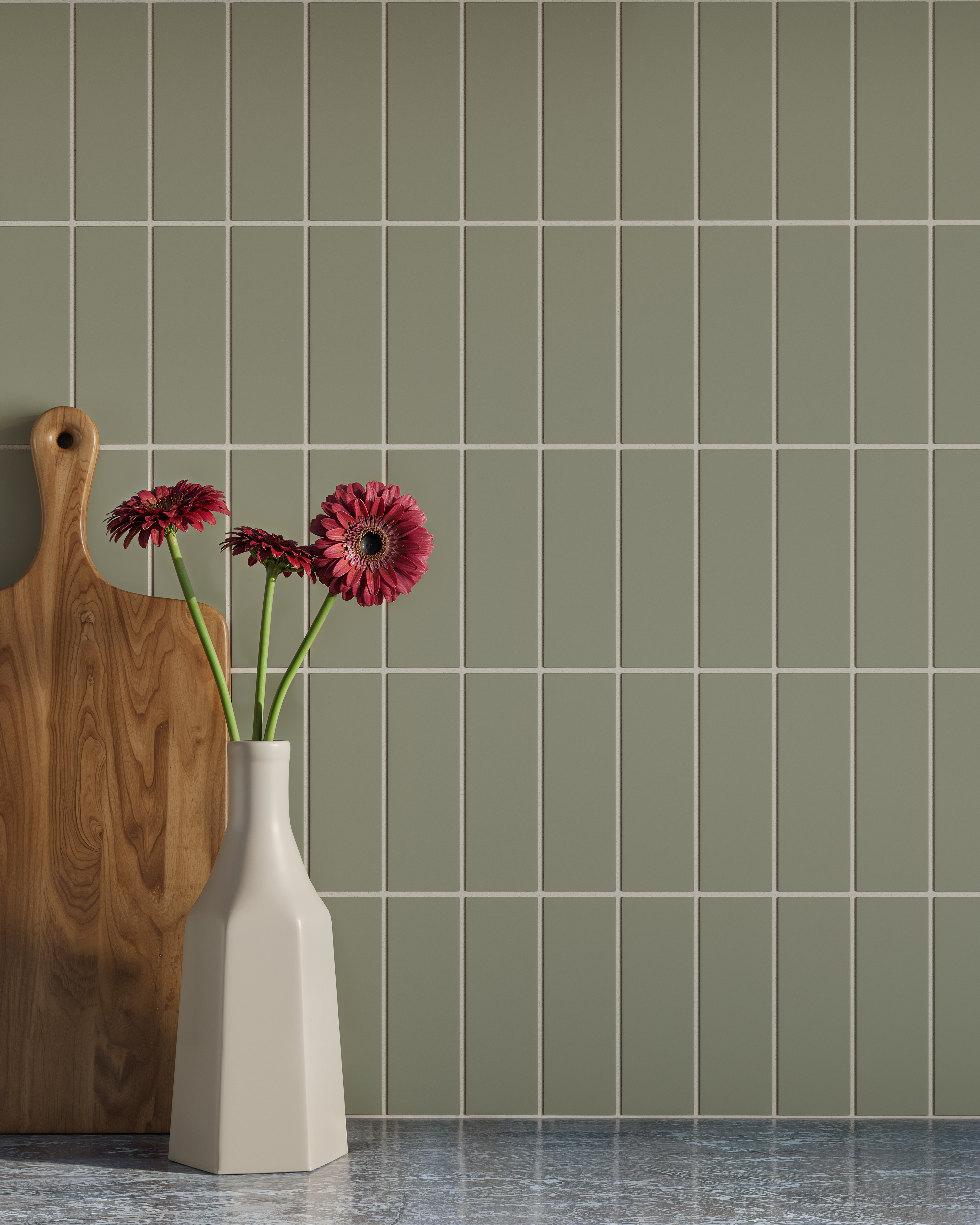 2x6 Natural Press Ceramic Tile in Fern Matte