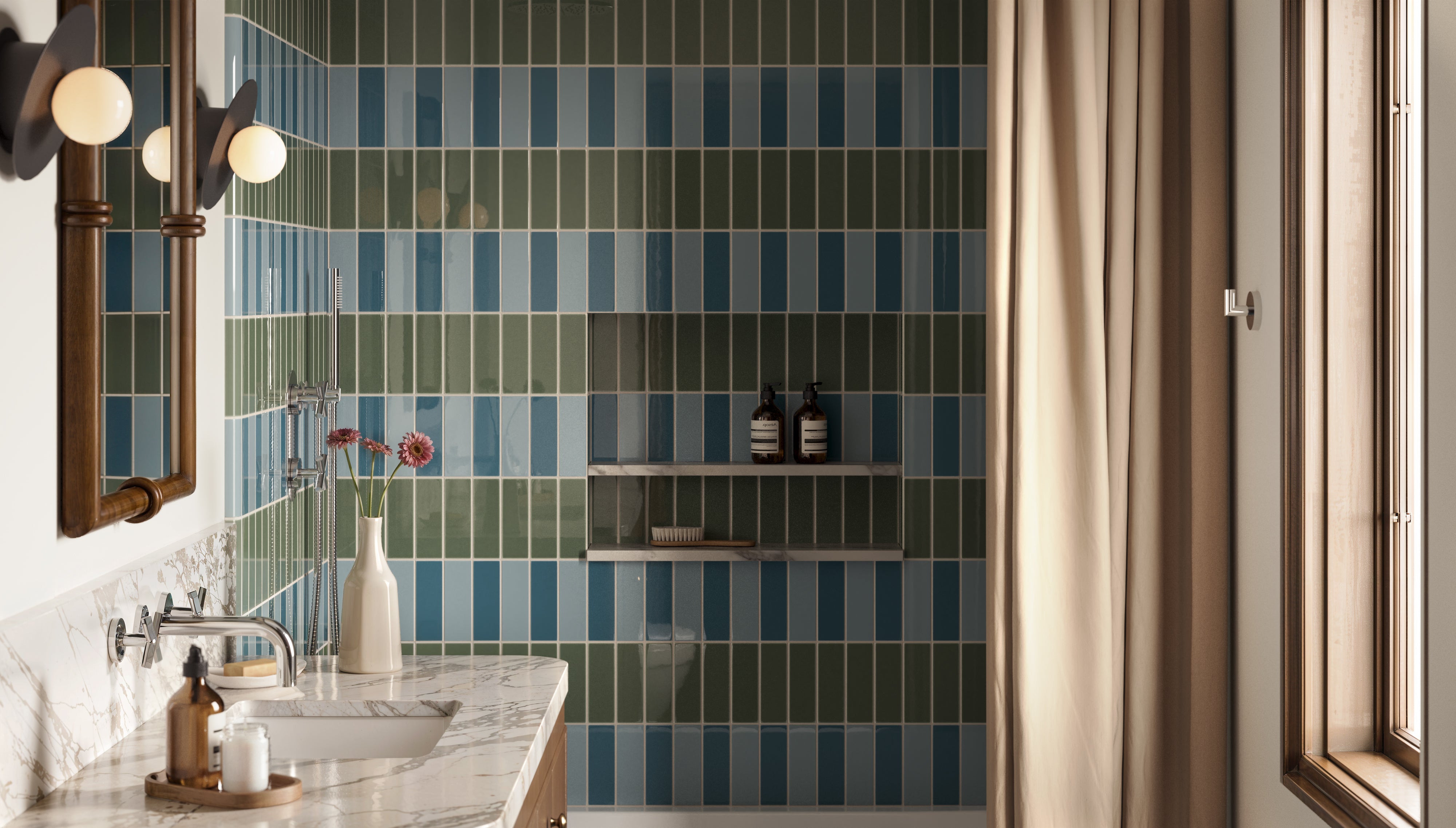 2x6 Natural Press Ceramic Tile in San Juan Gloss