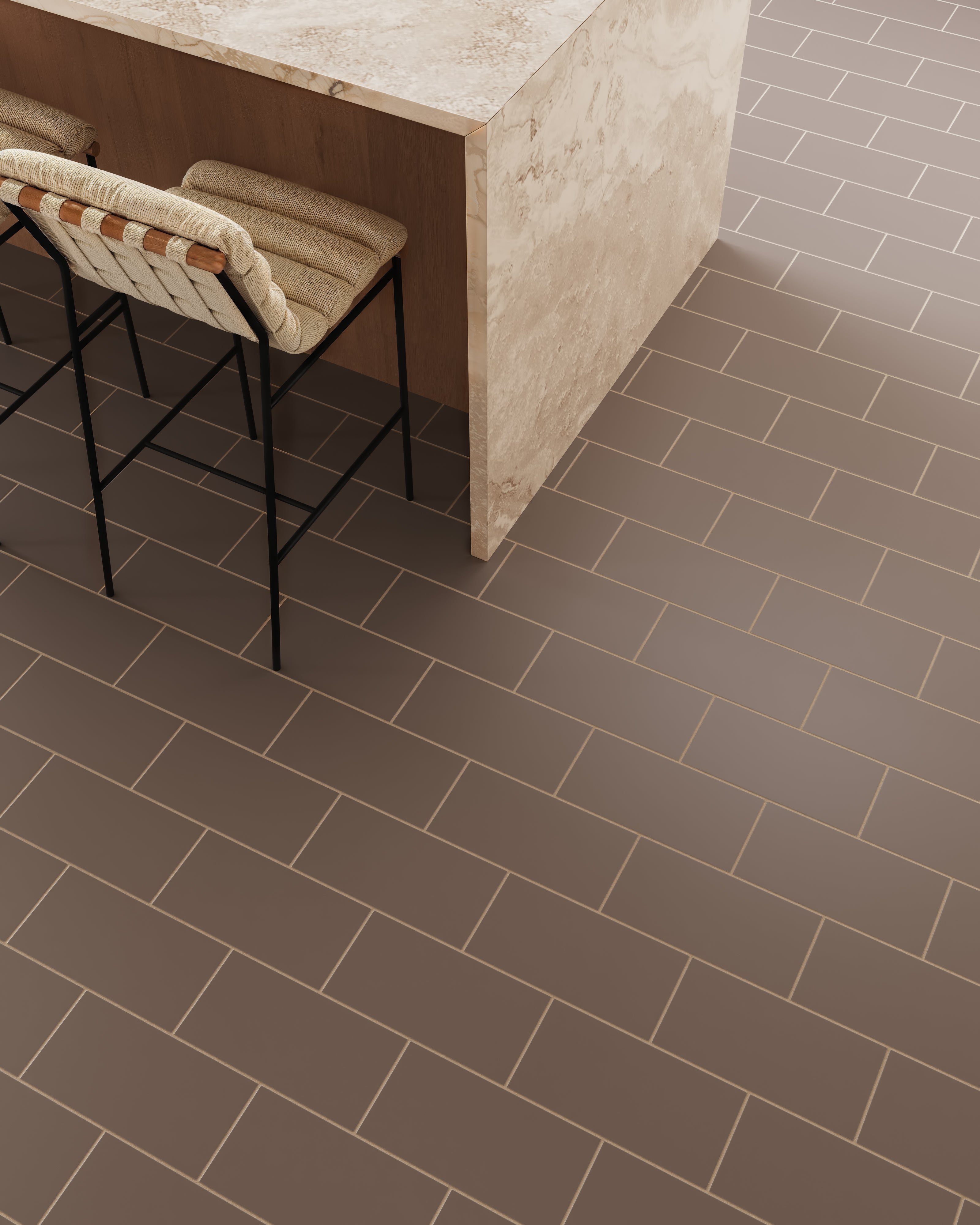 6x12 Natural Press Ceramic Tile in Sawtooth Matte