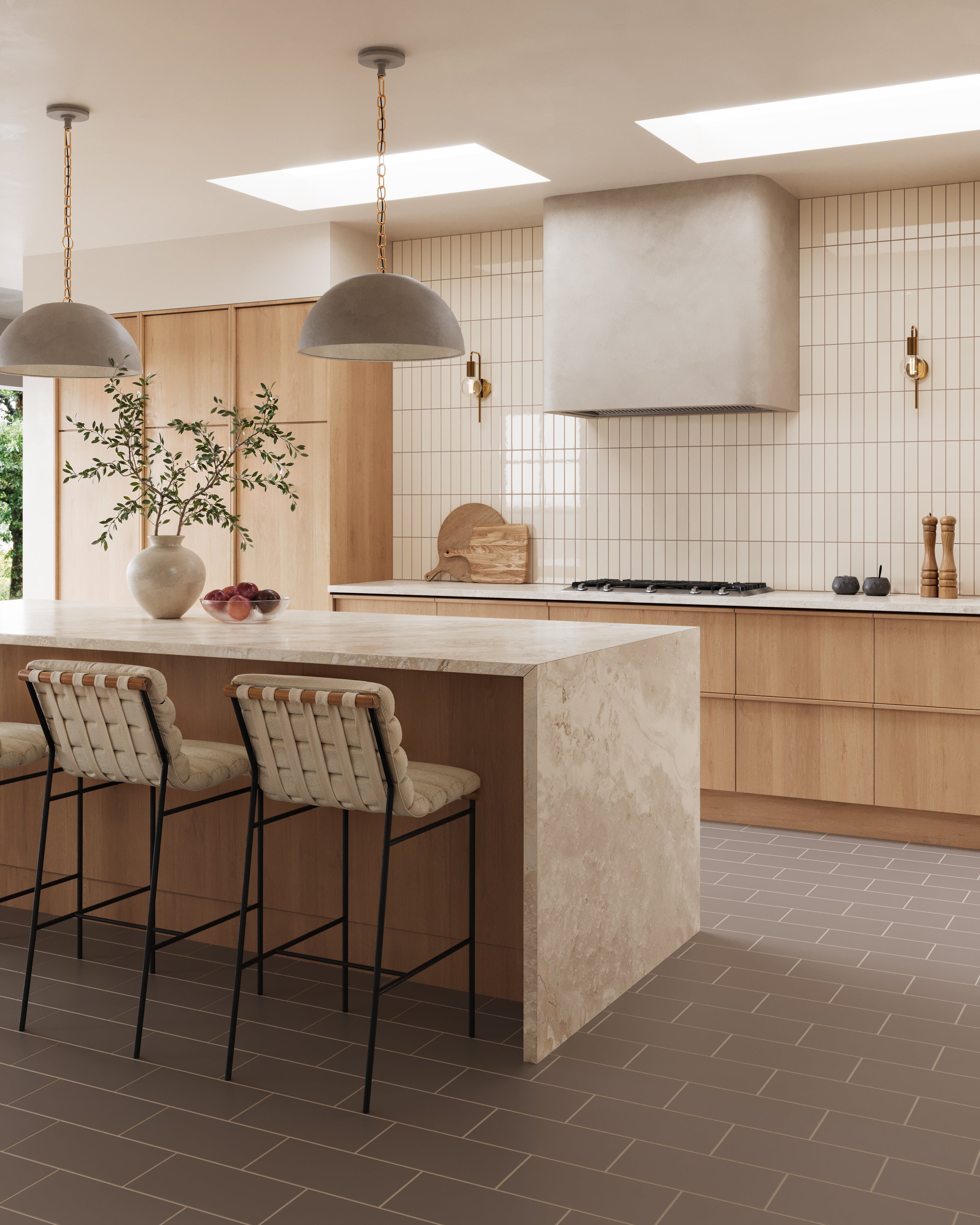 6x12 Natural Press Ceramic Tile in Sawtooth Matte