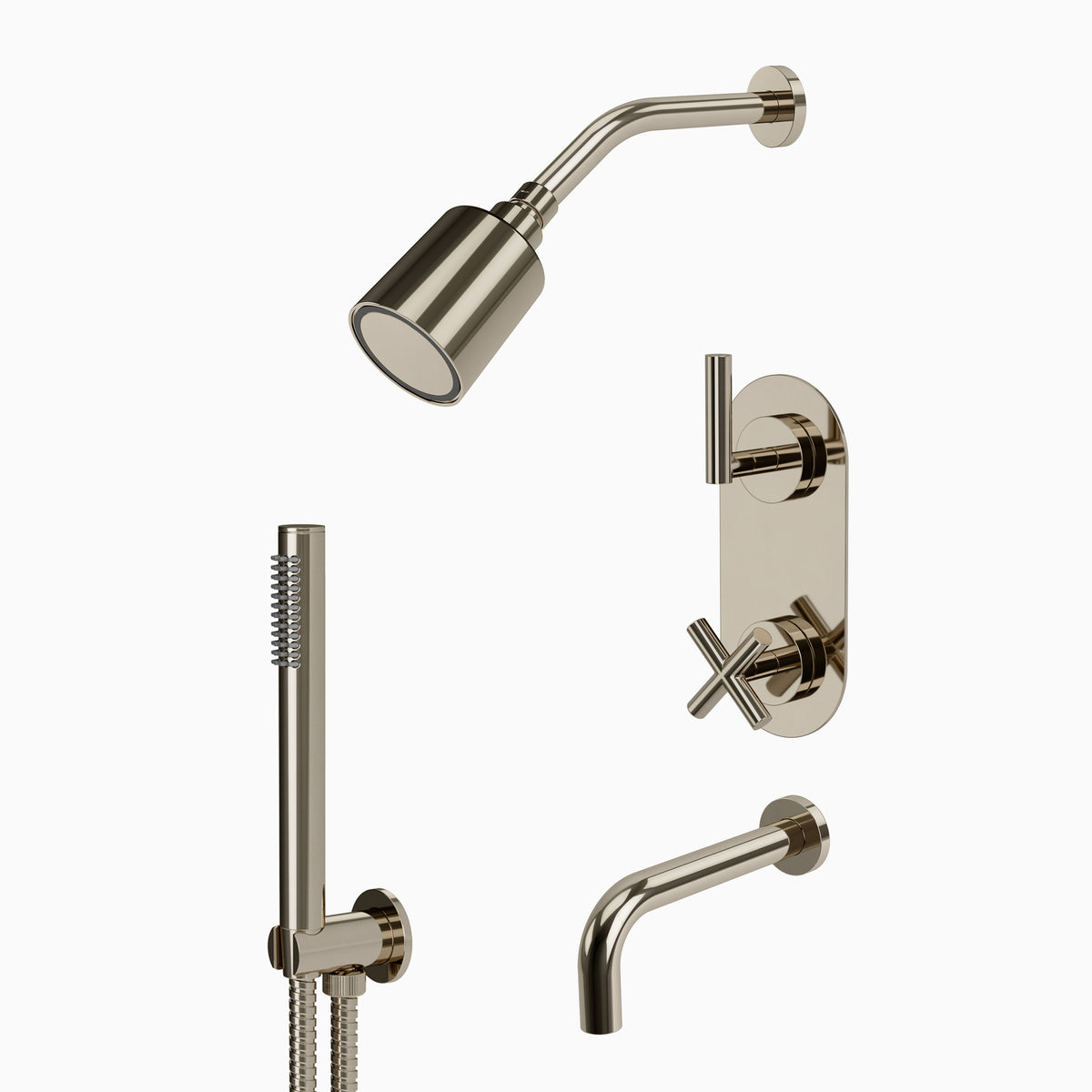 Contour Thermostatic Tub/ Shower/ Handshower - Lever Handle in Polished Nickel