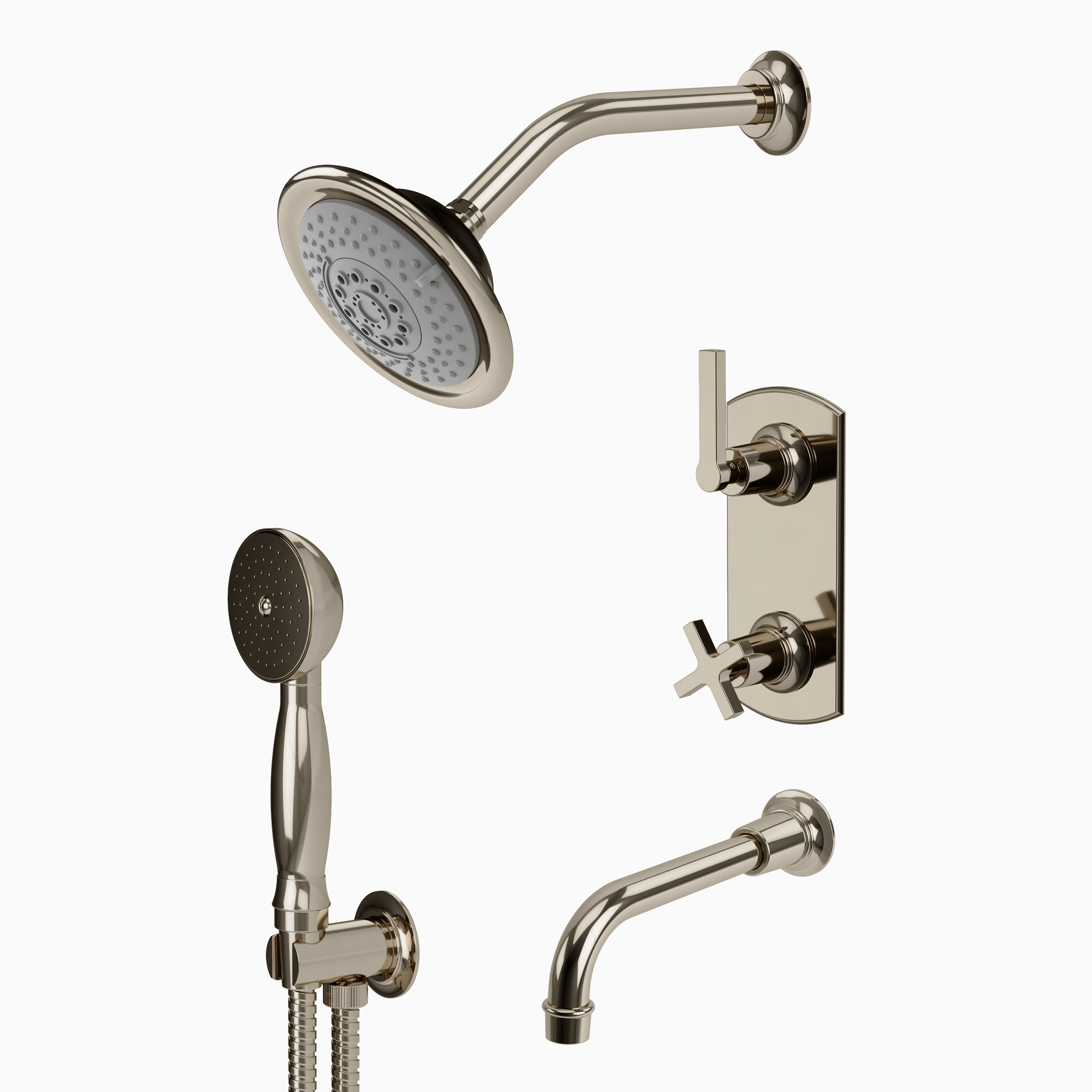 Emerson Thermostatic Tub/ Shower/ Handshower - Lever Handle in Polished Nickel