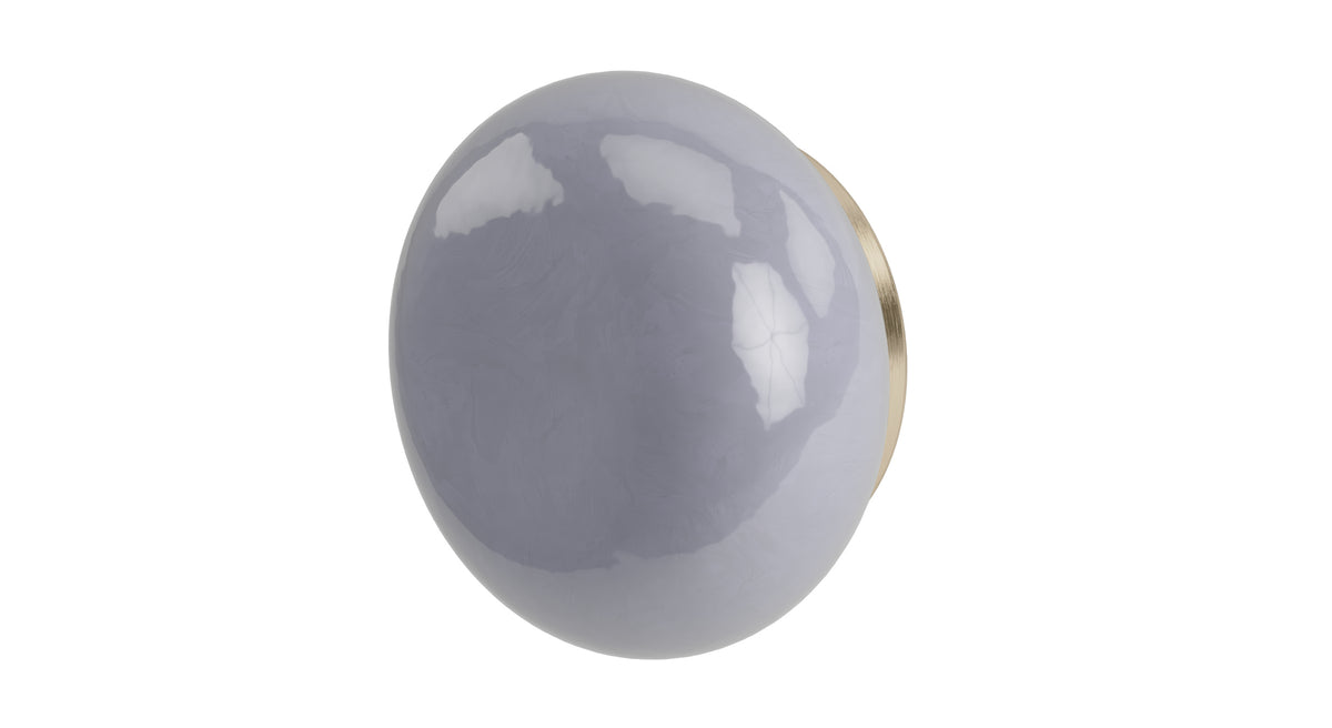 Foundry One Handle Wall Mount Diverter/Volume Control Shower Trim with Pebble Ceramic Knob Handle in Satin Brass