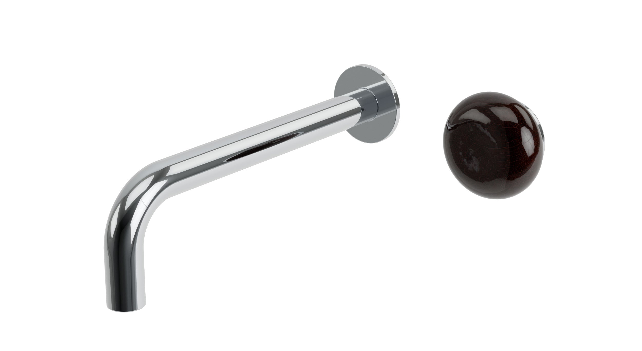 Foundry One Handle Wall Mount 7.5" Lavatory Faucet with Pebble Ceramic Knob Handle in Polished Chrome