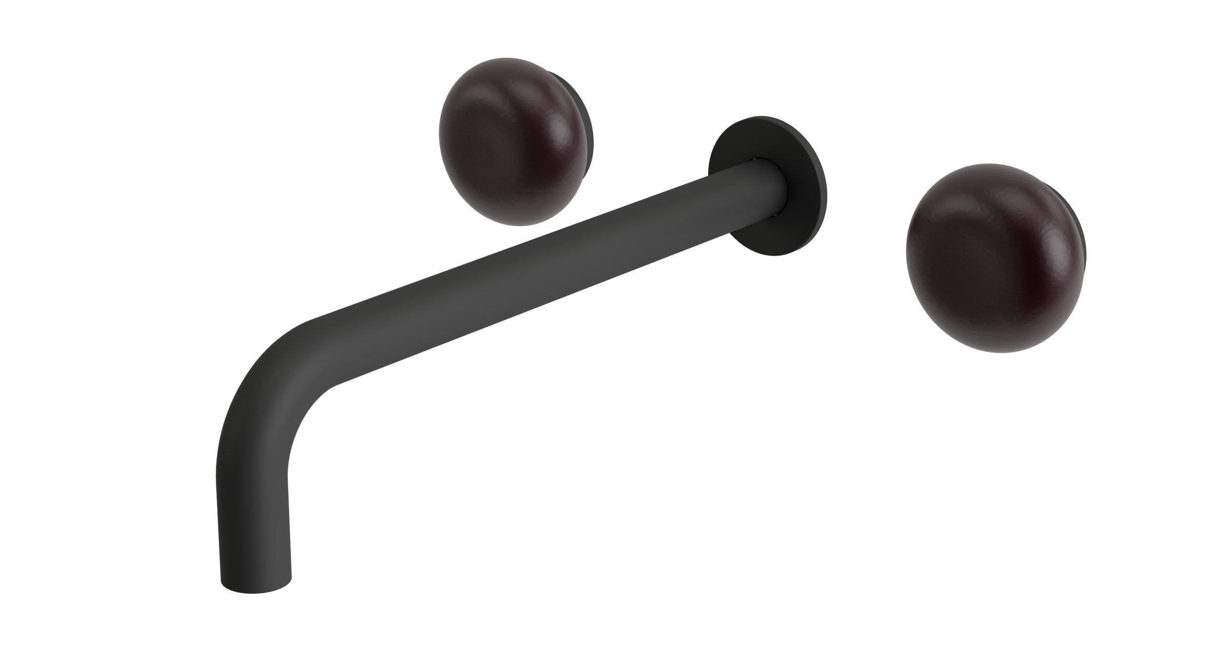 Foundry Two Handle Wall Mount 10" Lavatory Faucet with Pebble Ceramic Knob Handles in Matte Black