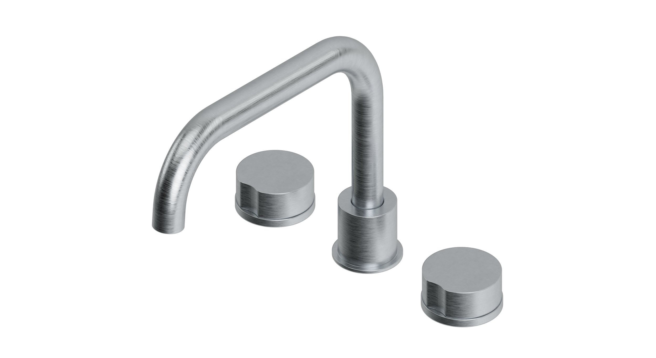Foundry Two Handle Deck Mount Squaretop Bath Trim with Barrel Knob Handles in Satin Chrome
