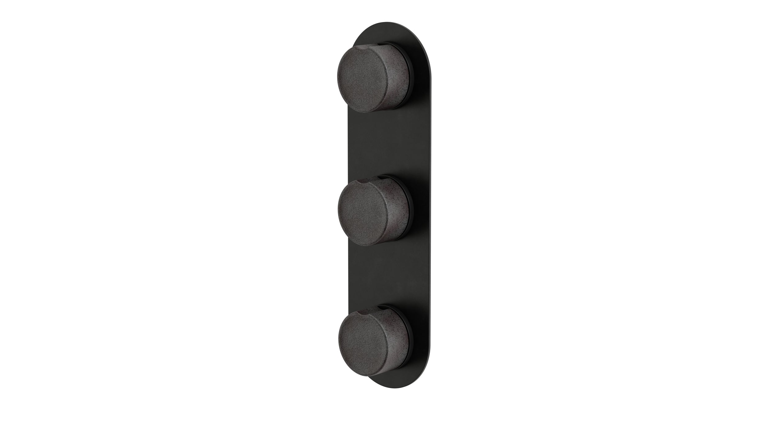 Foundry Three Handle Wall Mount Shower Trim with Groove Ceramic Knob Handles in Oil Rubbed Bronze