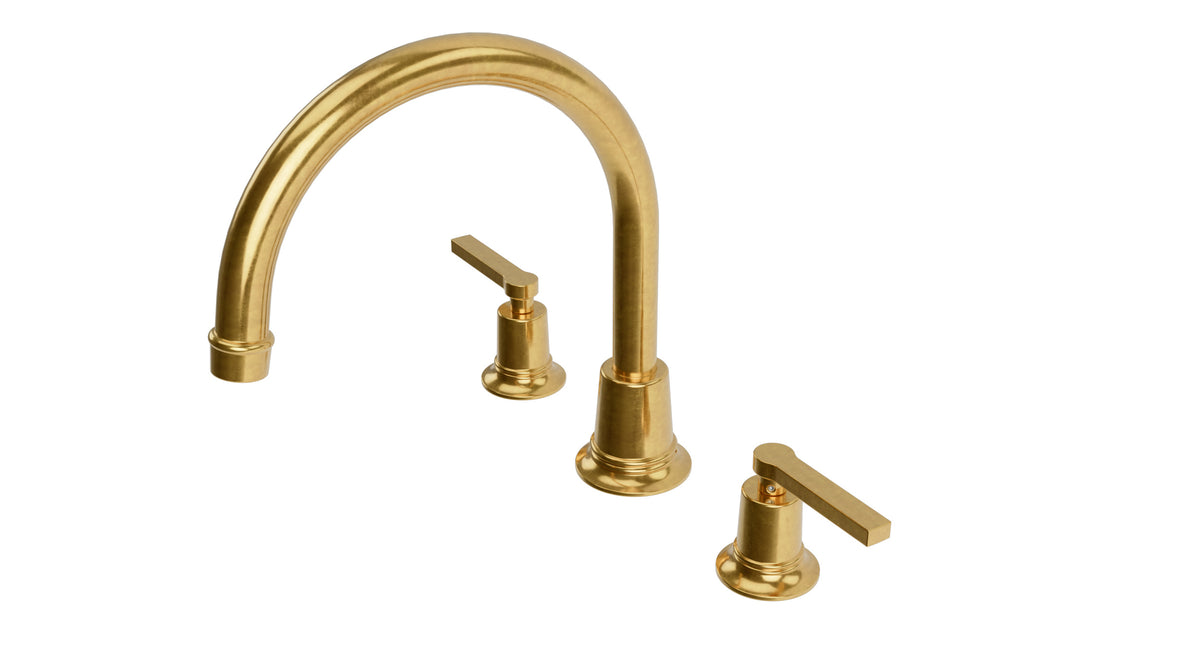Emerson Two Handle Deck Mount Gooseneck Bath Trim with Classic Lever H