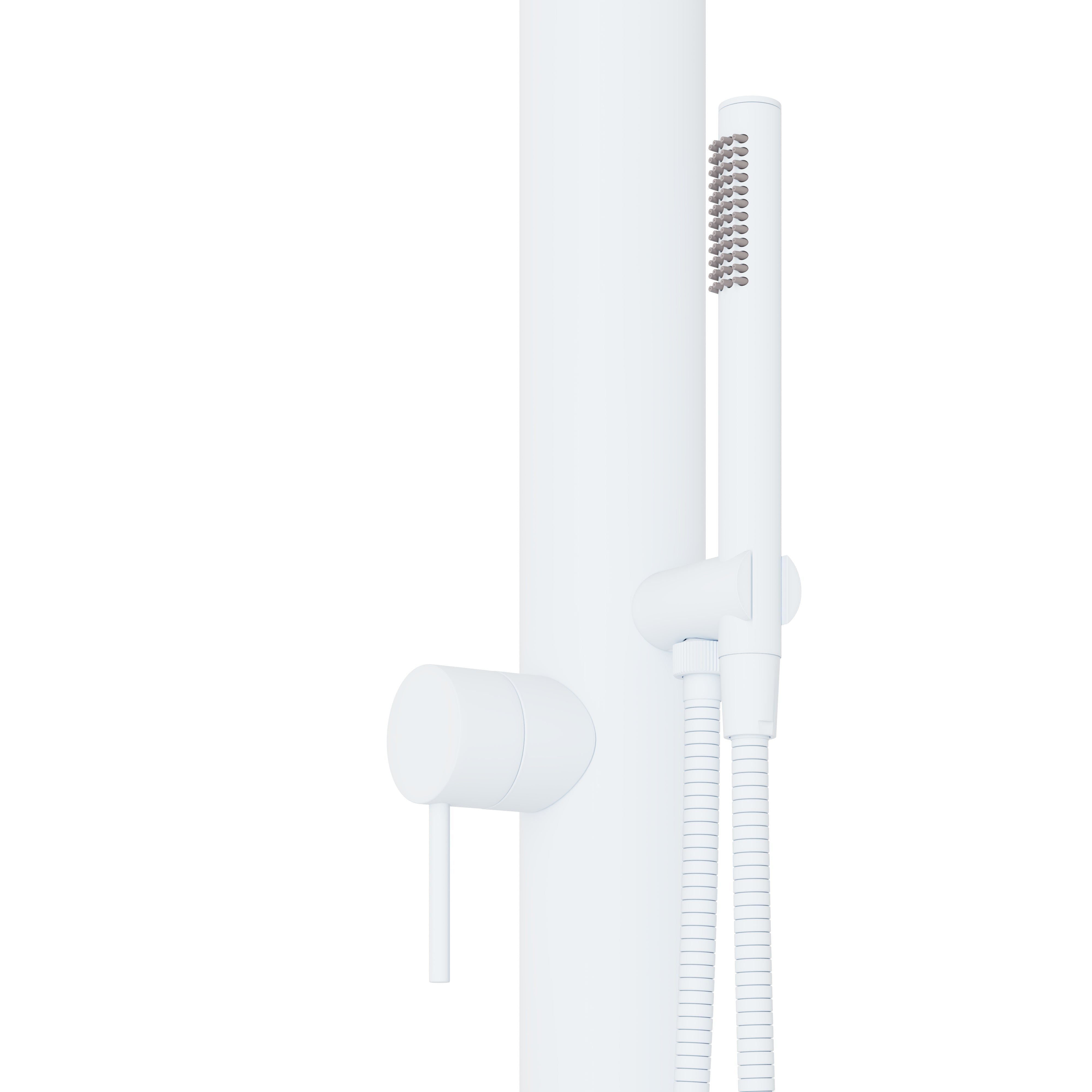 Contour Outdoor Shower Pressure Balance with 12" Rain Head and Hand Shower in Matte White