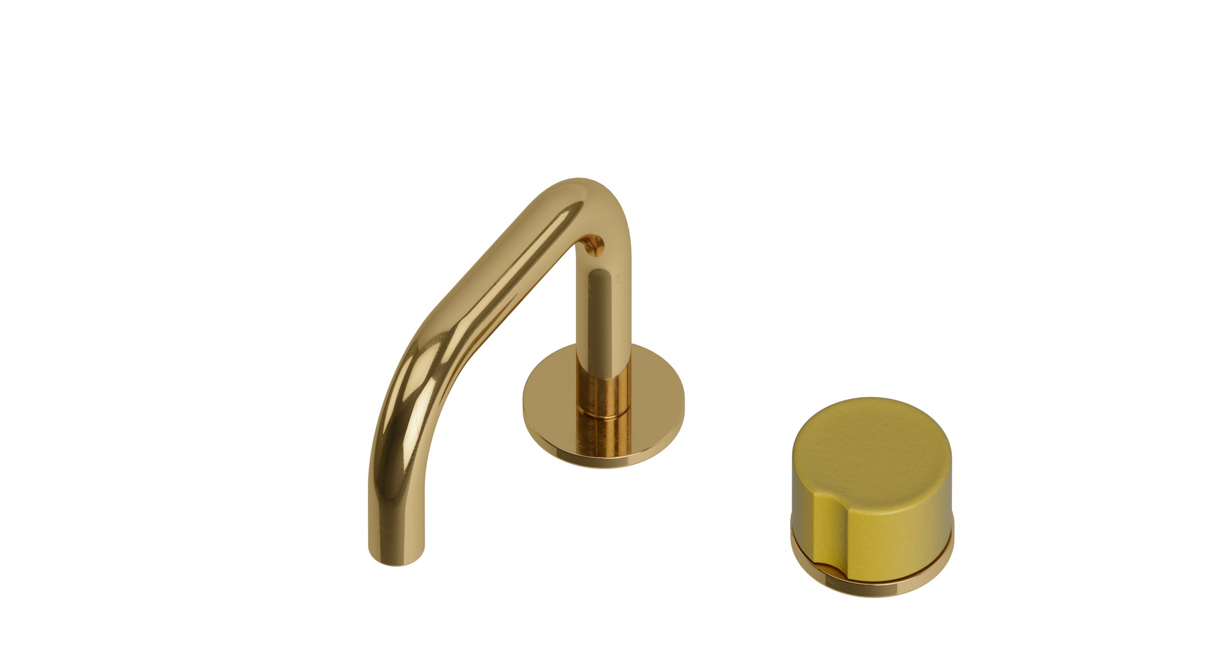 Foundry One Handle Deck Mount Squaretop Lavatory Faucet with Groove Ceramic Knob Handle in Uncoated Polished Brass