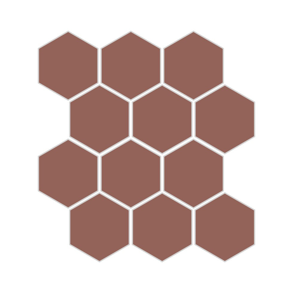 3" Hexagon Sheeted Original Ceramic Mosaic Tile in Mauve Matte