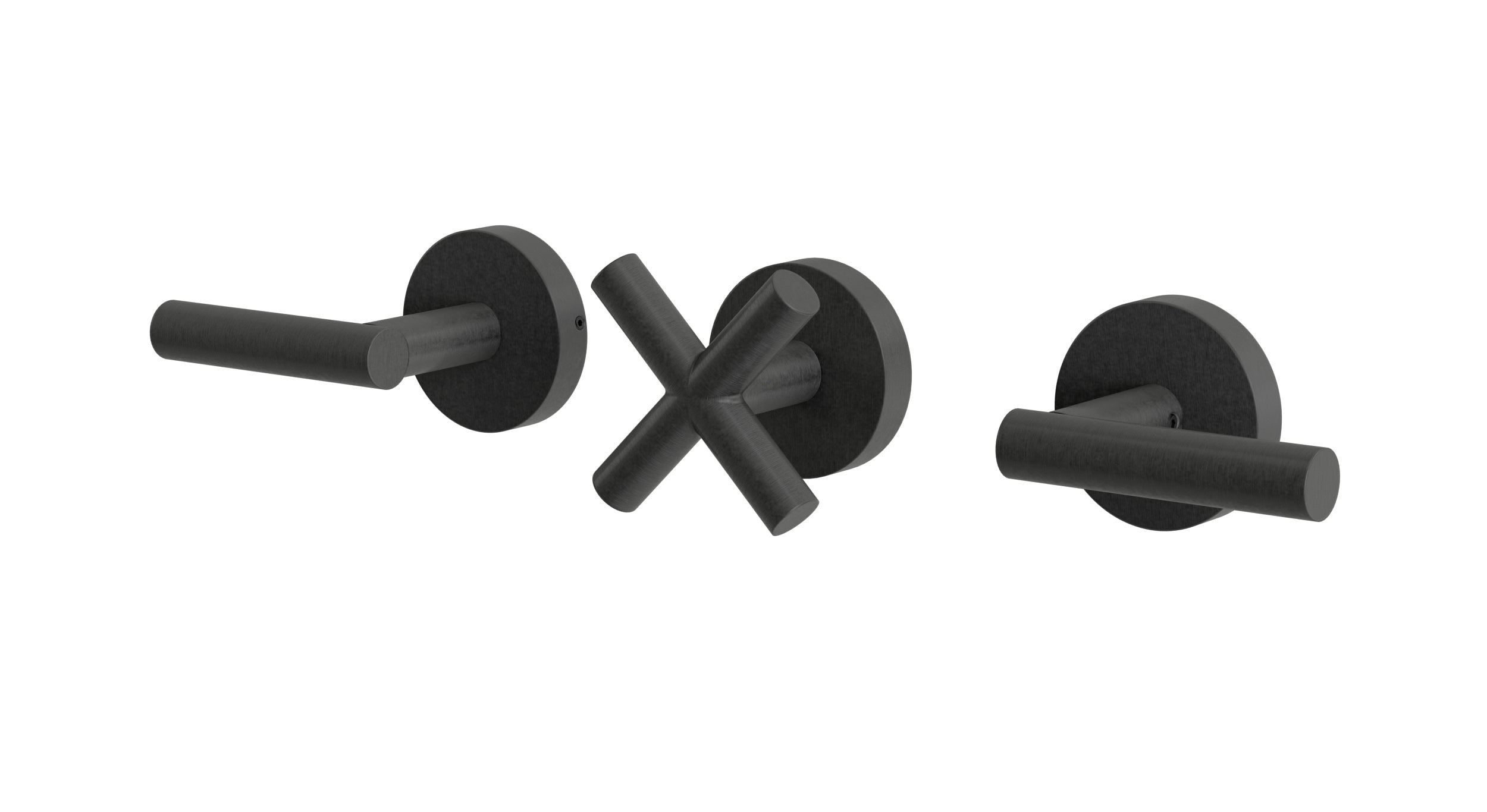 Contour Three Handle Wall Mount Bath Trim with Diverter/Volume Control and Soft Cross/Soft Lever Handles in Blackened Nickel